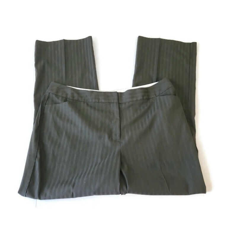 Worthington Womens Pants 18W Plus Black Stripe Poly Blend Zip Stretchy Career