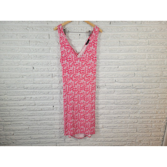 BCBG Paris Womens Dress XXL Plus Tank Wrap Pink Floral Sleeveless Open Back