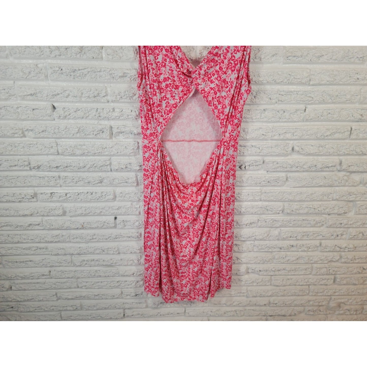 BCBG Paris Womens Dress XXL Plus Tank Wrap Pink Floral Sleeveless Open Back