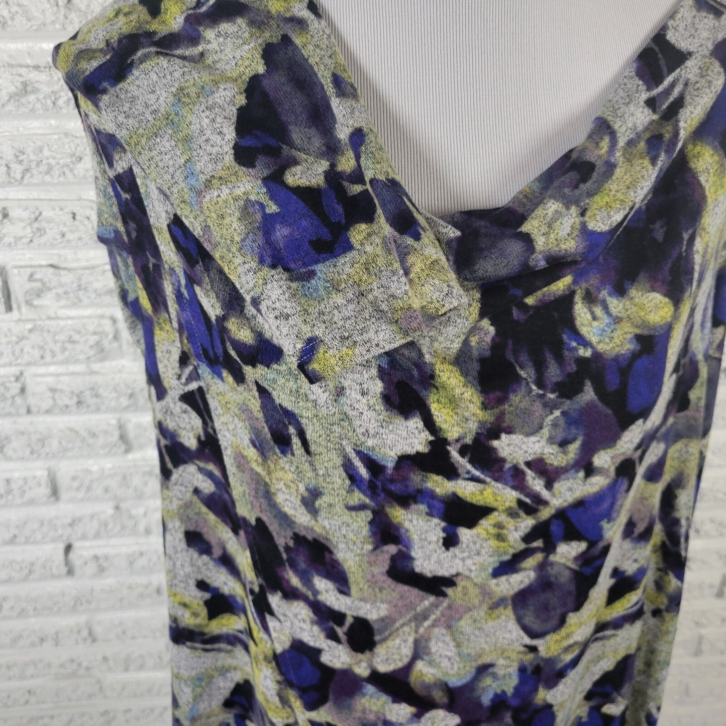 Simply Vera Wang Women Top Extra Large XL Long Sleeve Cowl Neck Purple Gray Knit
