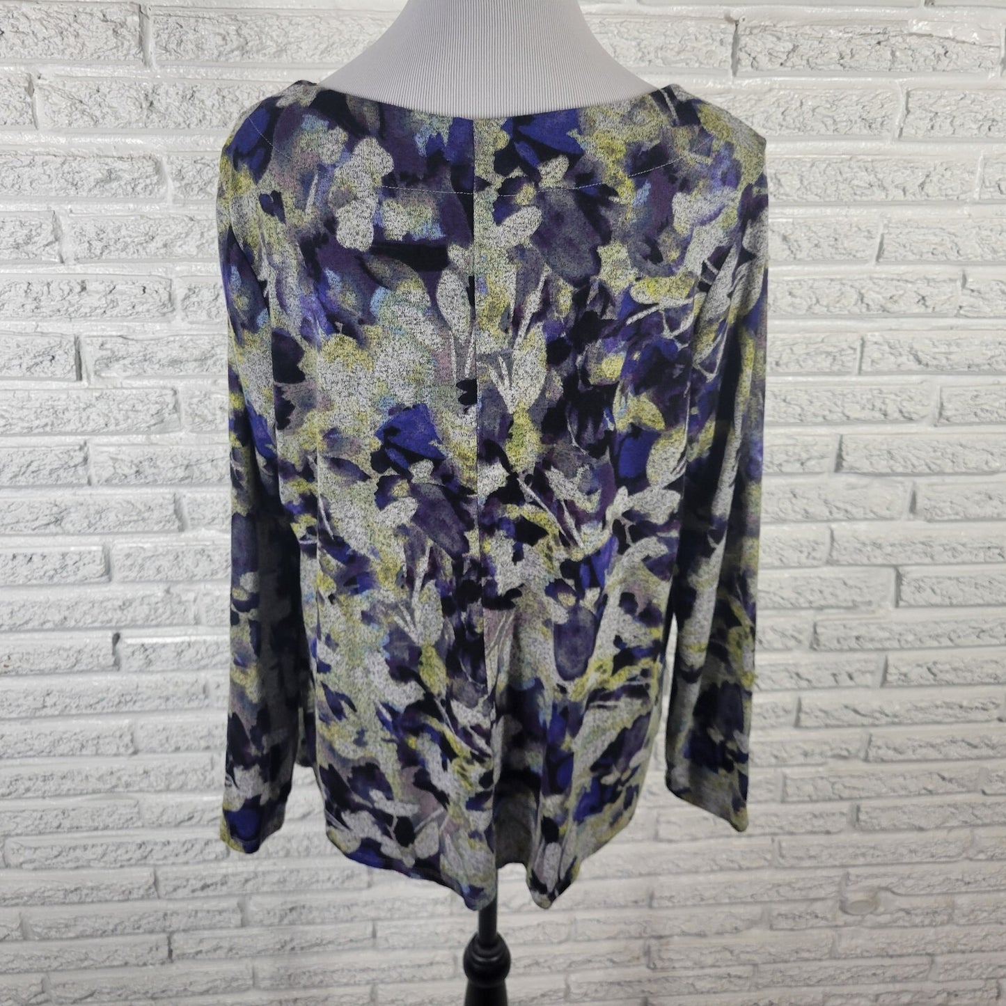 Simply Vera Wang Women Top Extra Large XL Long Sleeve Cowl Neck Purple Gray Knit