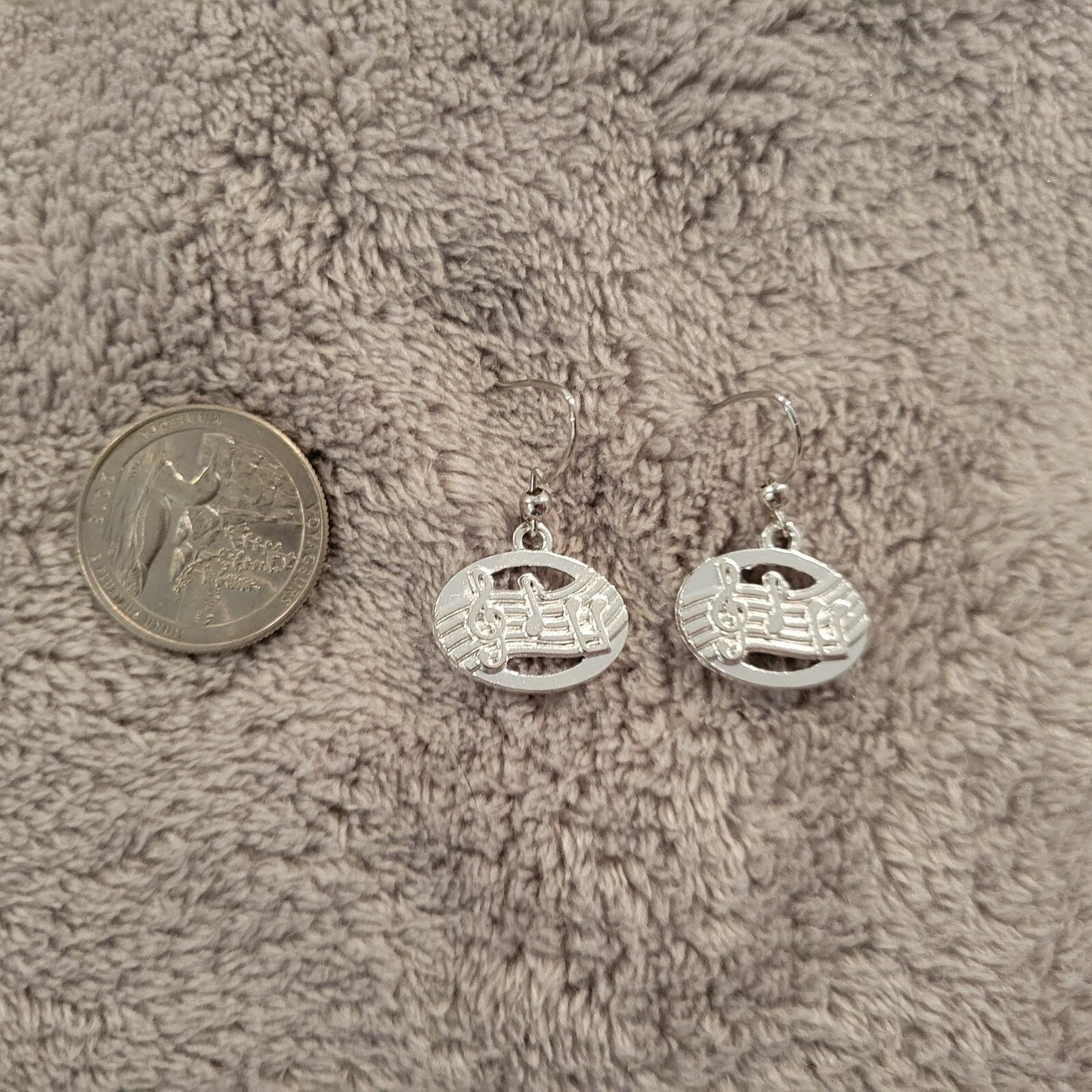 Music Staff Womens Earrings One Pair Silver Tone Alloy Band Orchestra Hanging