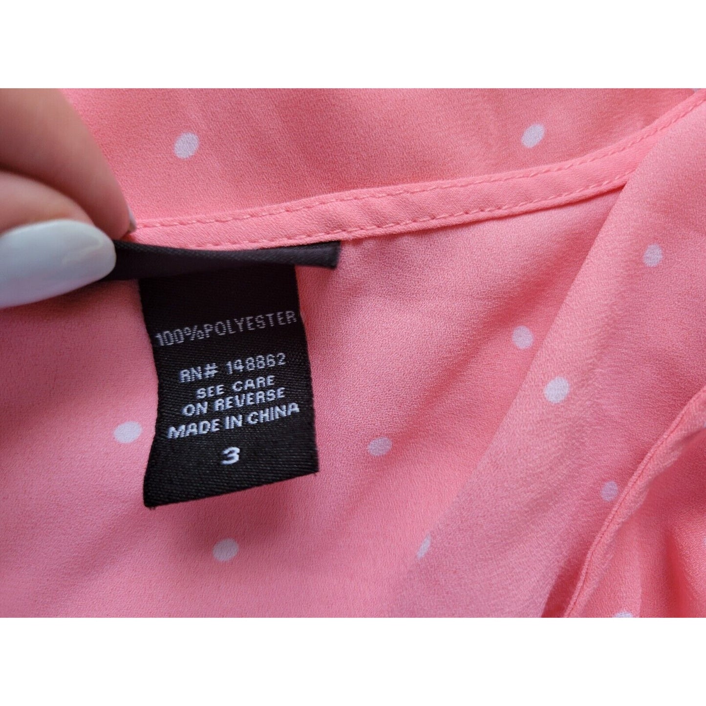 Torrid Womens Top 3 3X Plus Short Sleeve Button Back Pink Polka Dot Polyester