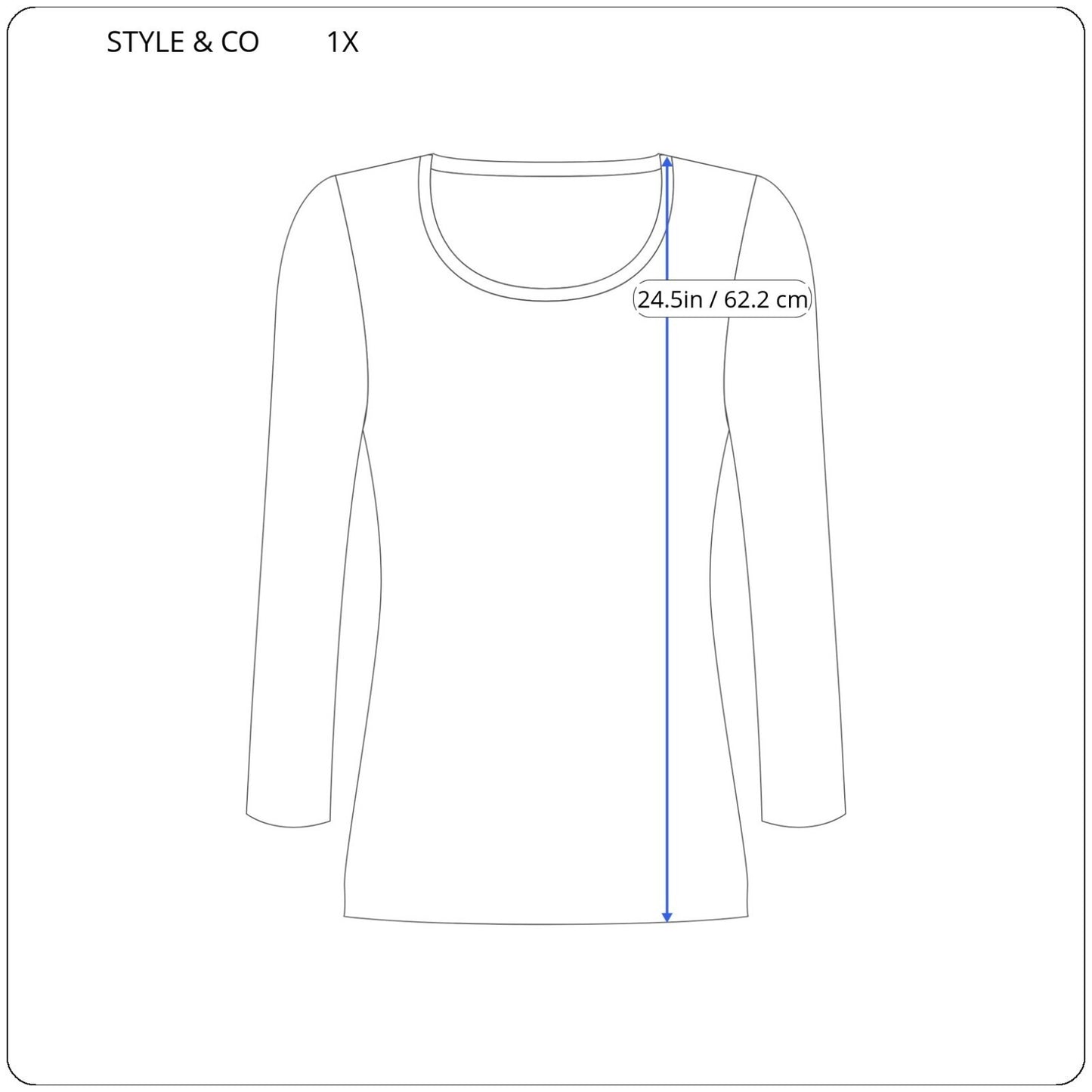 Style & Co Womens Top 1X Plus 3/4 Sleeve Blue Floral Lightweight Poly Blend