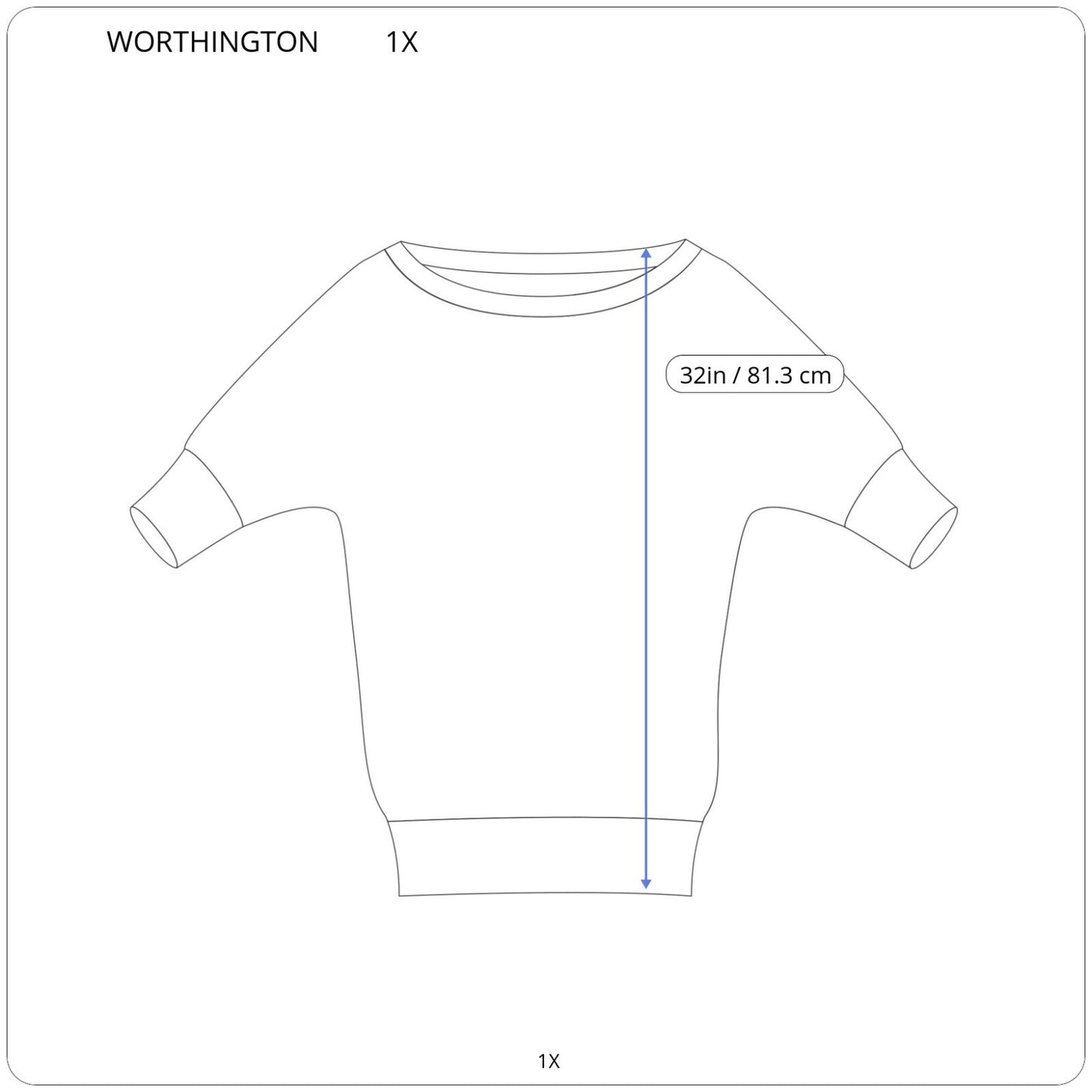 Worthington Womens Sweater 1X Plus Dolman Sleeve Black Watercolor Lightweight