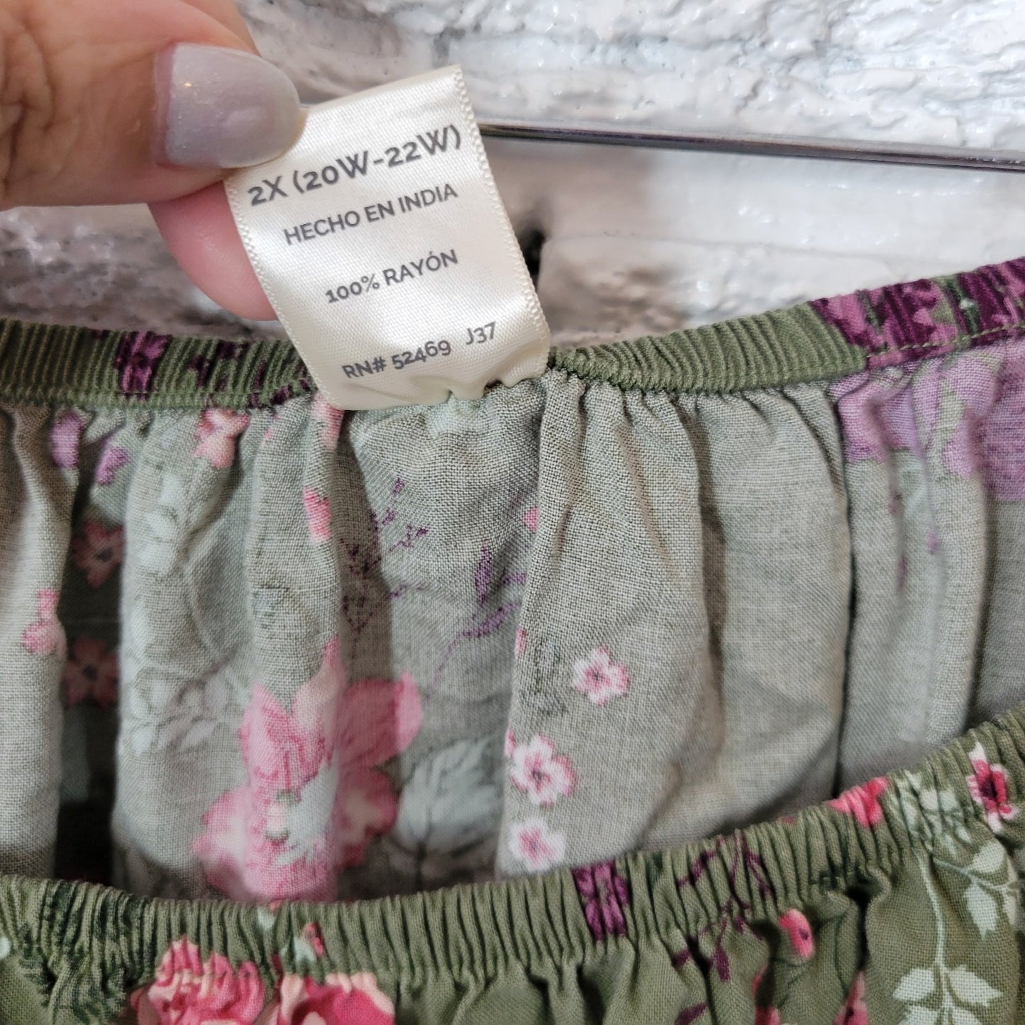 Terra Sky Women Top 2X Plus Tunic Bell Sleeve On Off Shoulder Ruffle Green Rayon