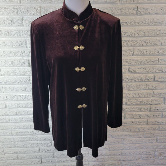 R&M Richards Karen Kwon Jacket Extra Large XL Deep Purple Velour Lined Formal