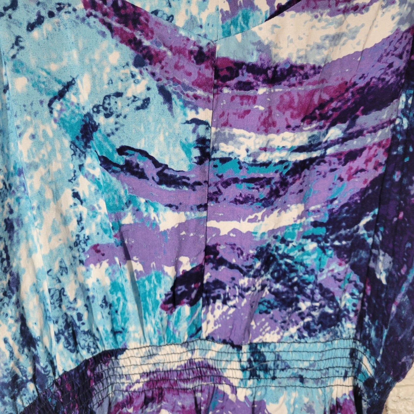 Cato Womens Top Extra Large XL Tank Blue Purple Watercolor Beaded Office Casual