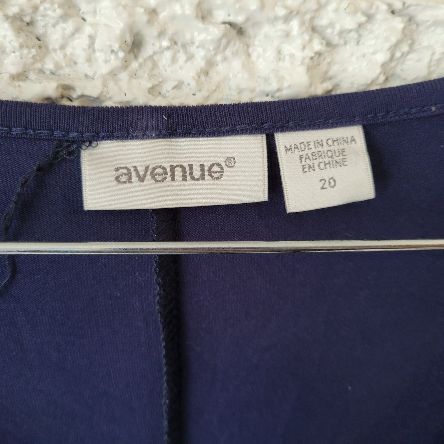 Avenue Womens Top 20 Plus Tunic Long Sleeve Blue Polyester Casual Crochet Trim