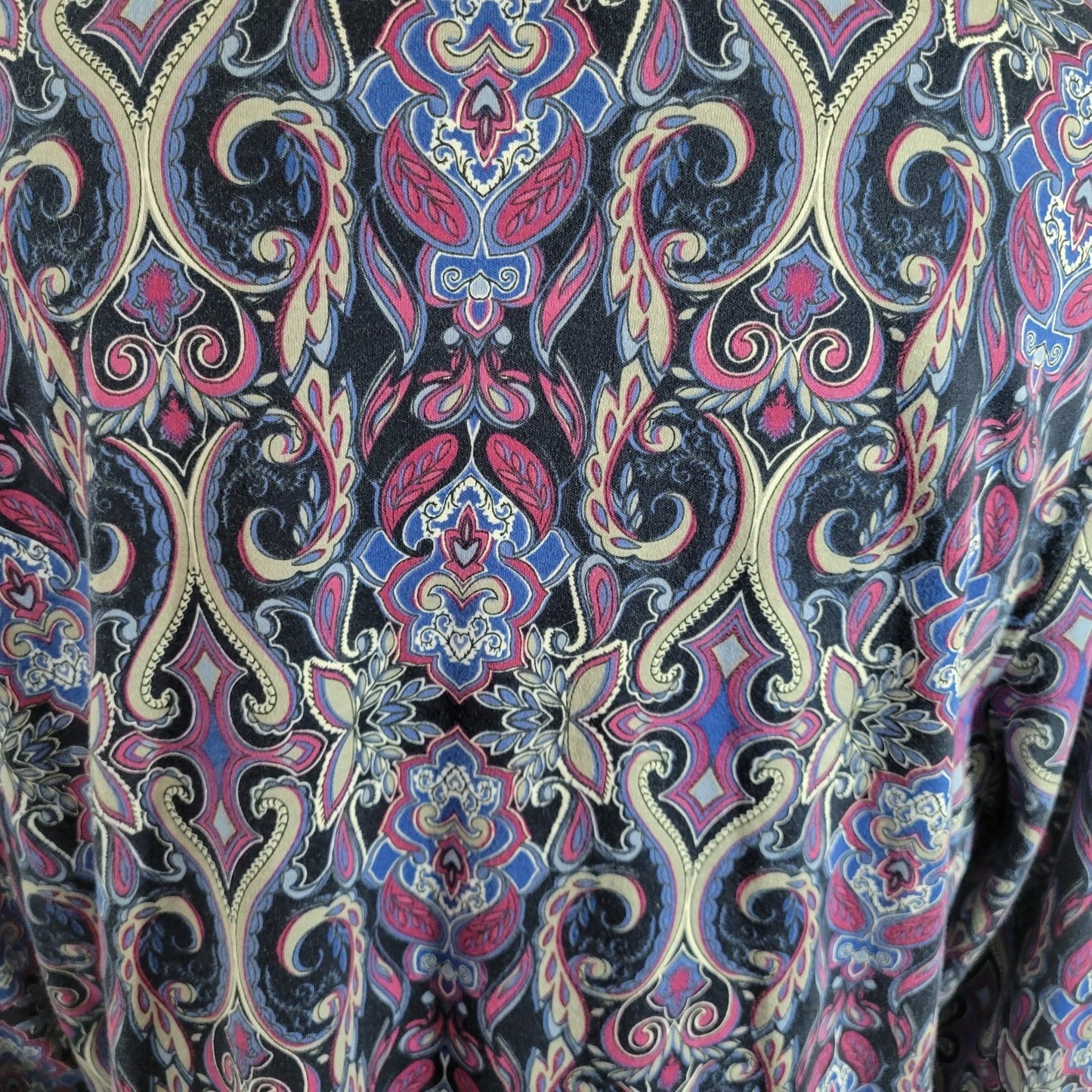 Croft Barrow Womens Top 2X Tee Long Sleeve Purple Geometric Cotton Comfy Casual