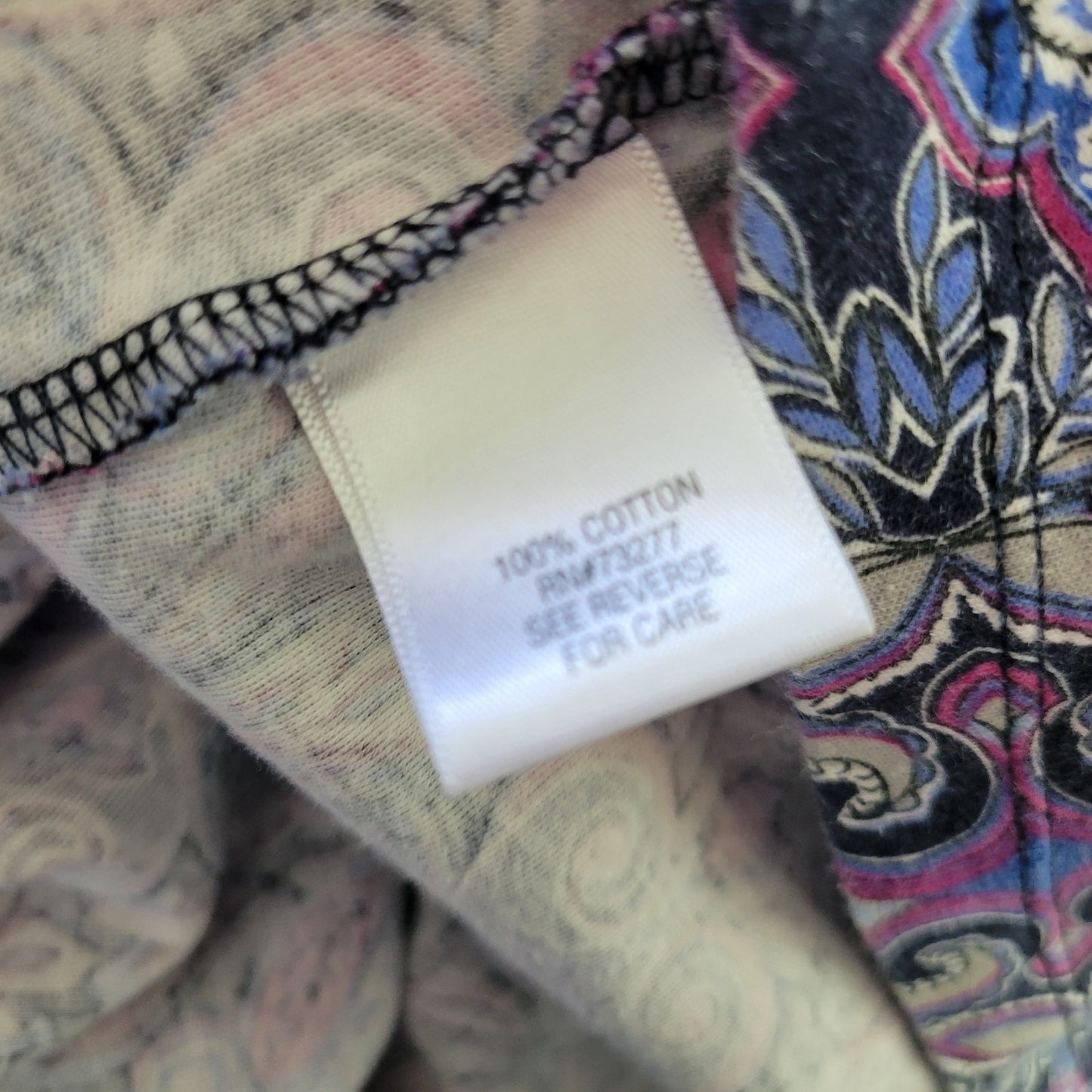 Croft Barrow Womens Top 2X Tee Long Sleeve Purple Geometric Cotton Comfy Casual