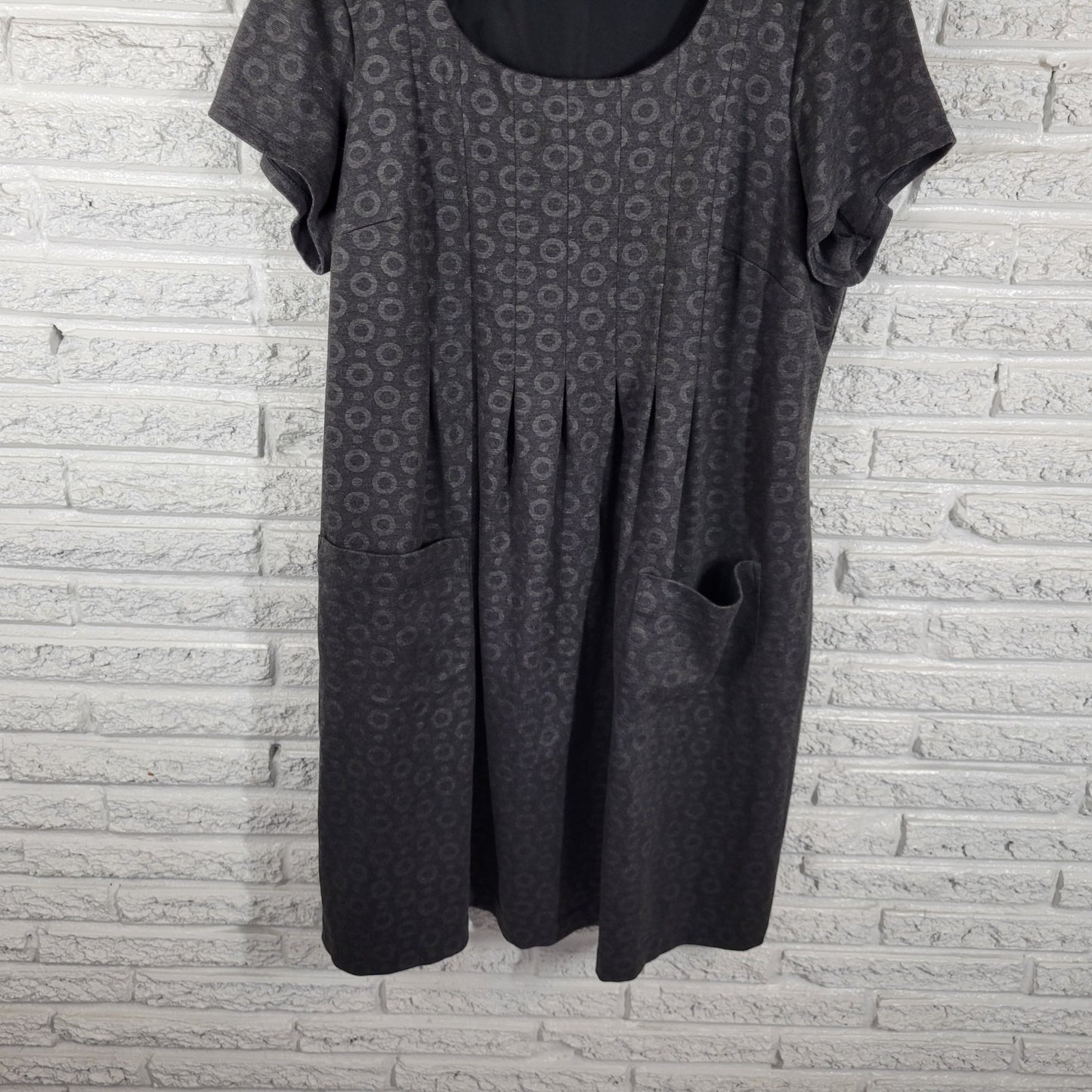 Signature Robbie Bee Womens Dress 20W Plus fit Flare Gray Circles Pockets Casual