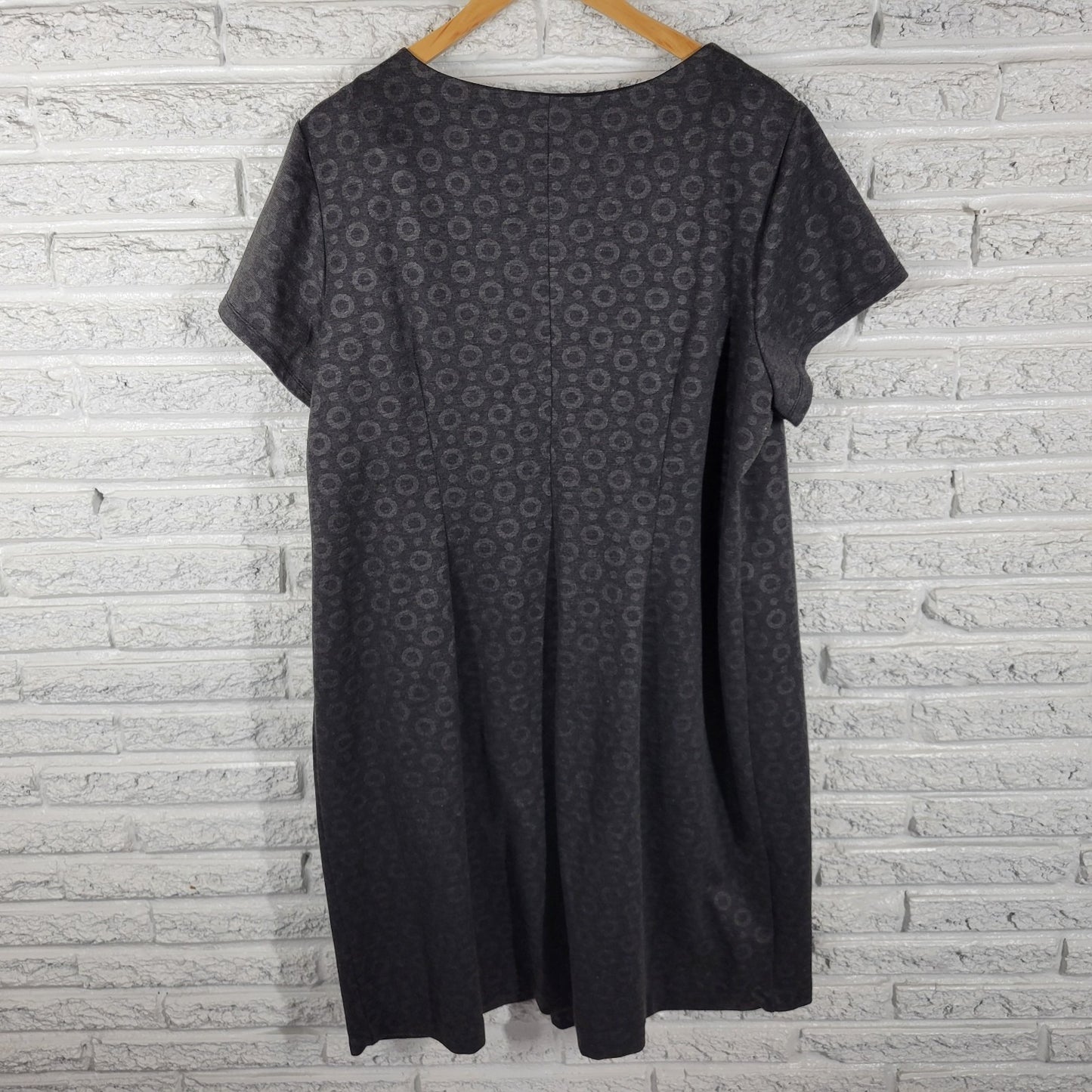 Signature Robbie Bee Womens Dress 20W Plus fit Flare Gray Circles Pockets Casual