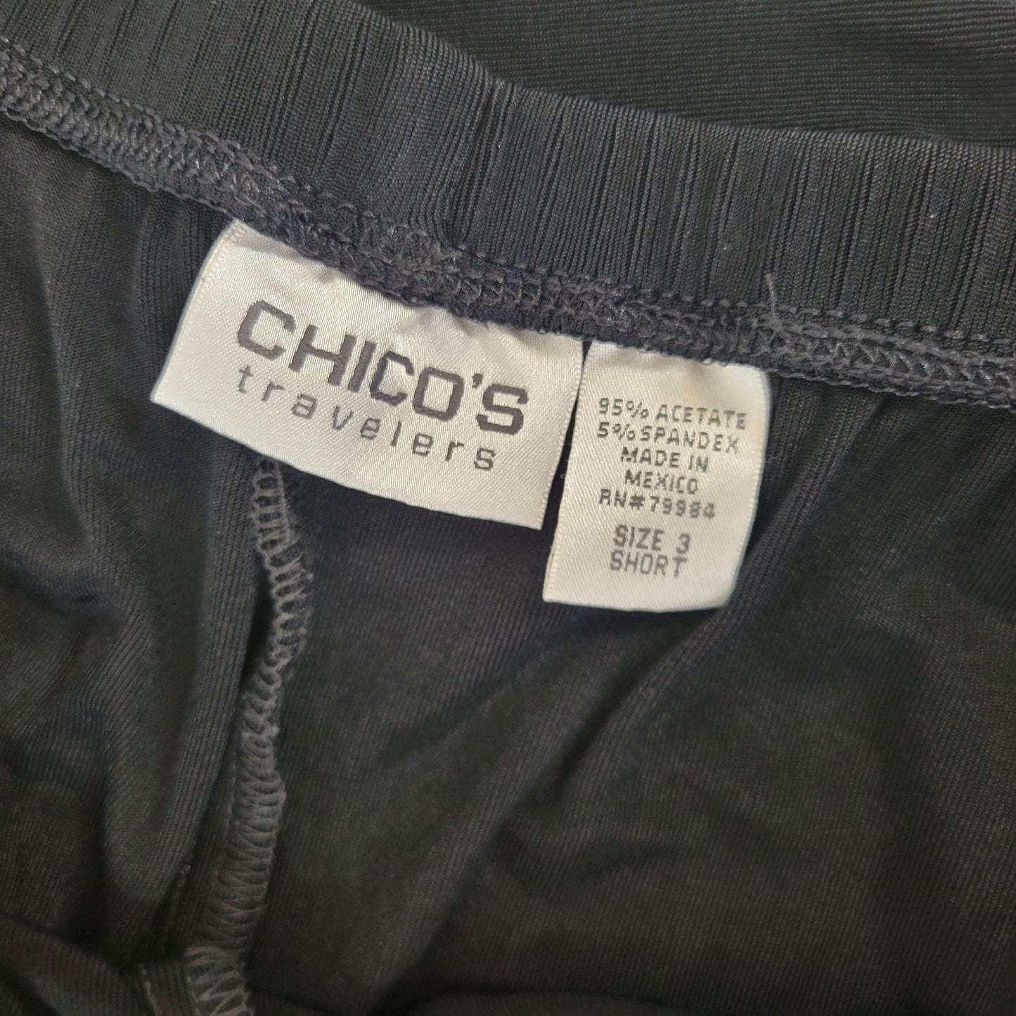 Chico's Womens Pants 3 Short Standard XLP Black Short Stretch Soft Travel Knit