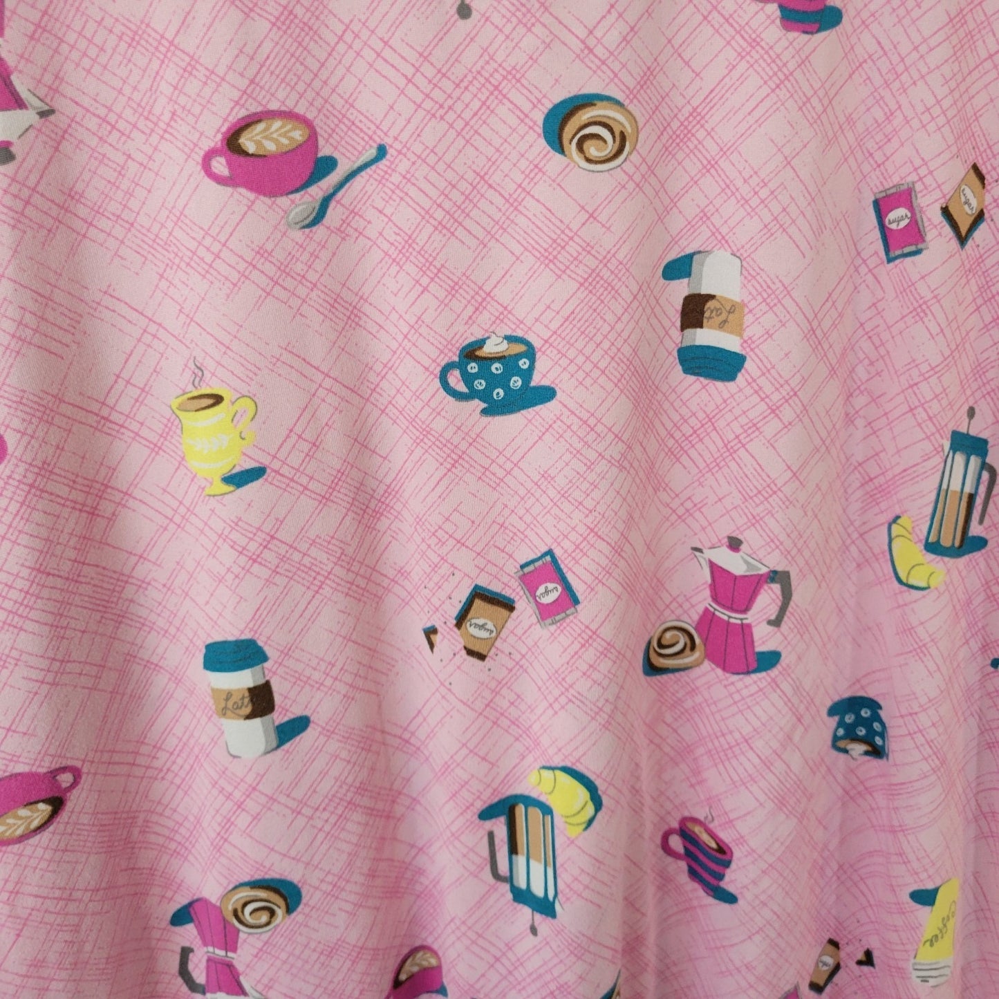 Joyspun Womens Pajama Top L XL Nightgown Pink French Press Coffee Loungewear