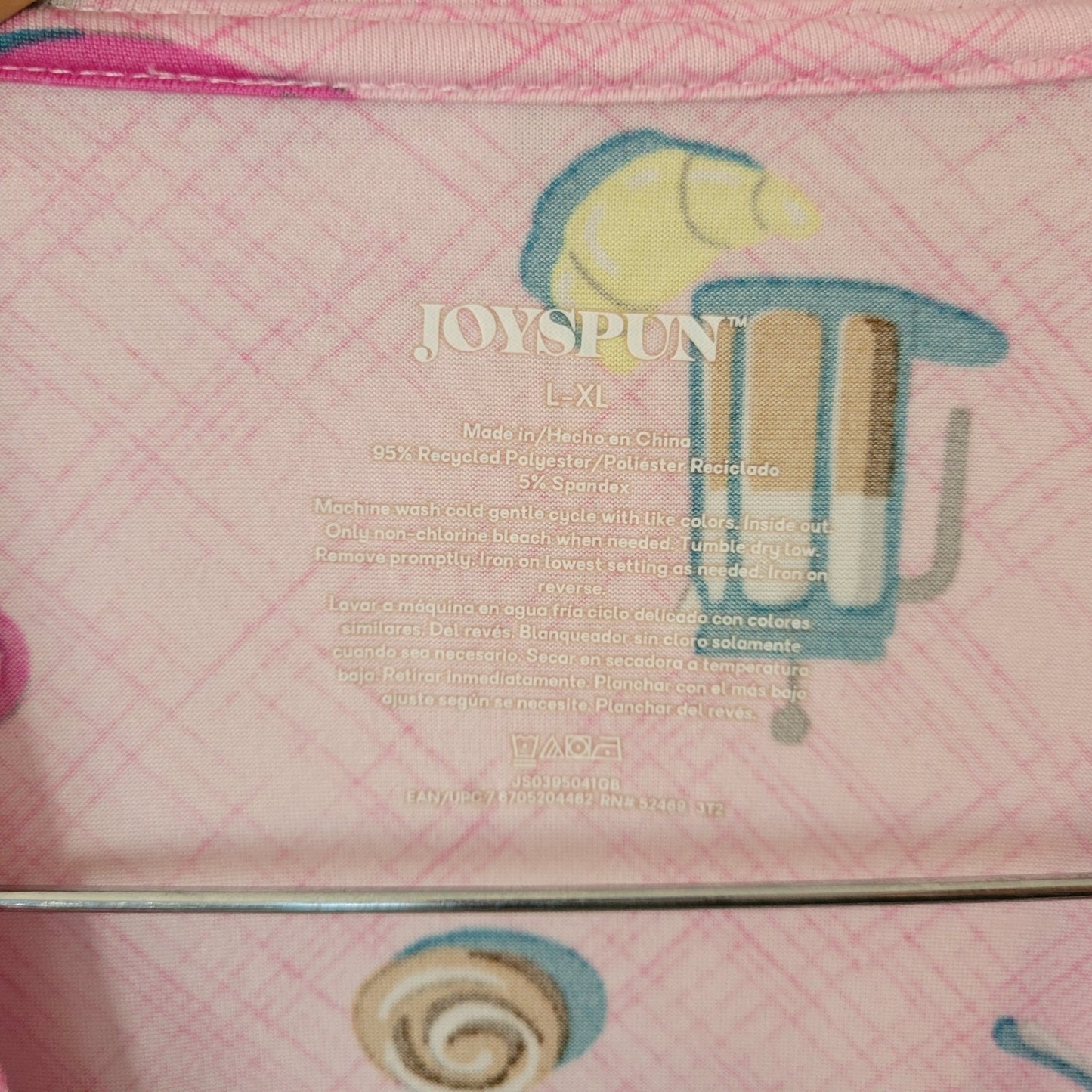 Joyspun Womens Pajama Top L XL Nightgown Pink French Press Coffee Loungewear