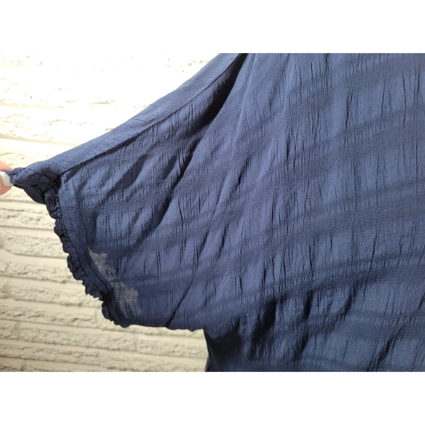 Time Tru Womens Top XXL 20 Plus Short Sleeve Blue Pleated Lightweight Rayon