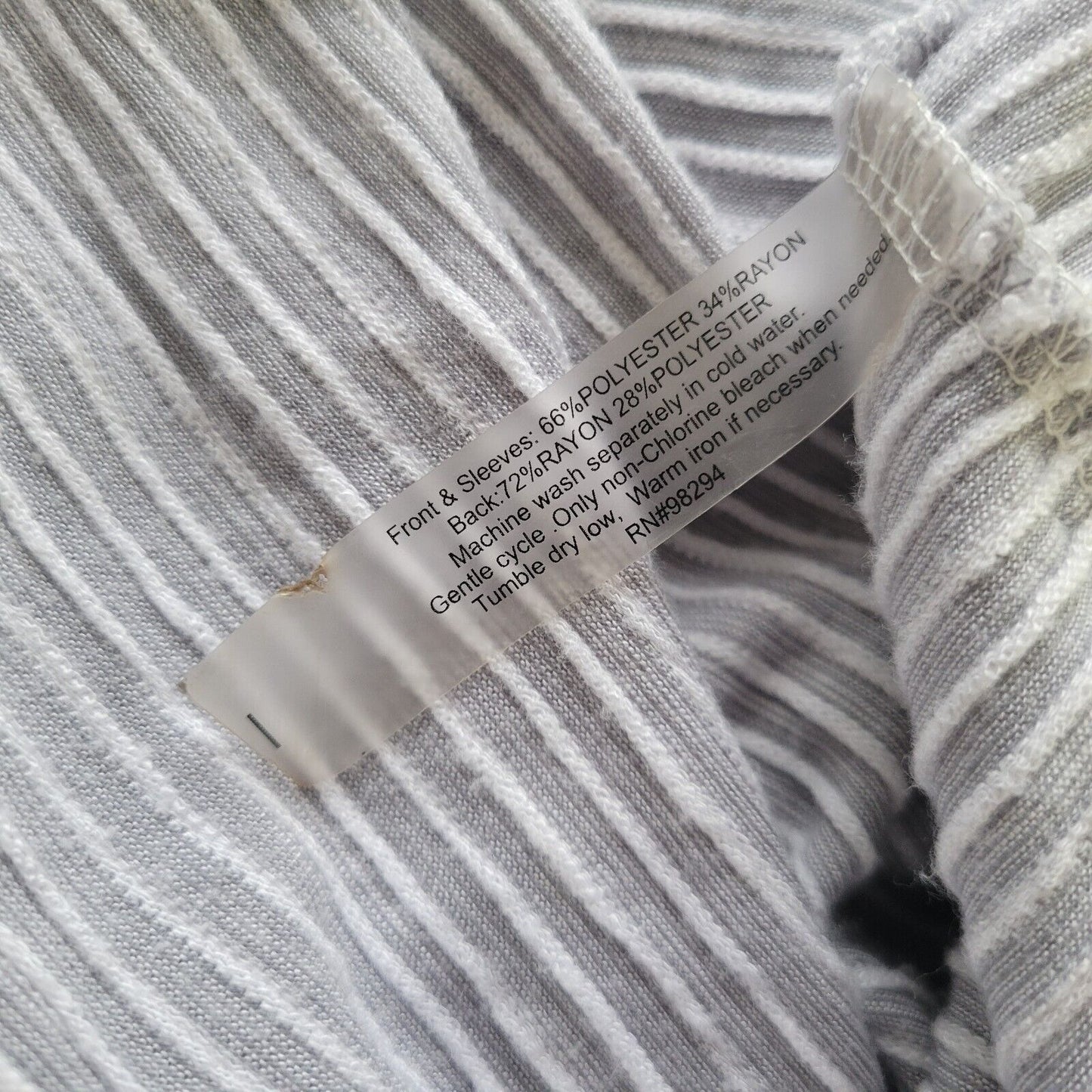 Onque Womens Top Extra Large XL 3/4 Sleeve Gray Stripe Knit Soft Comfy Casual