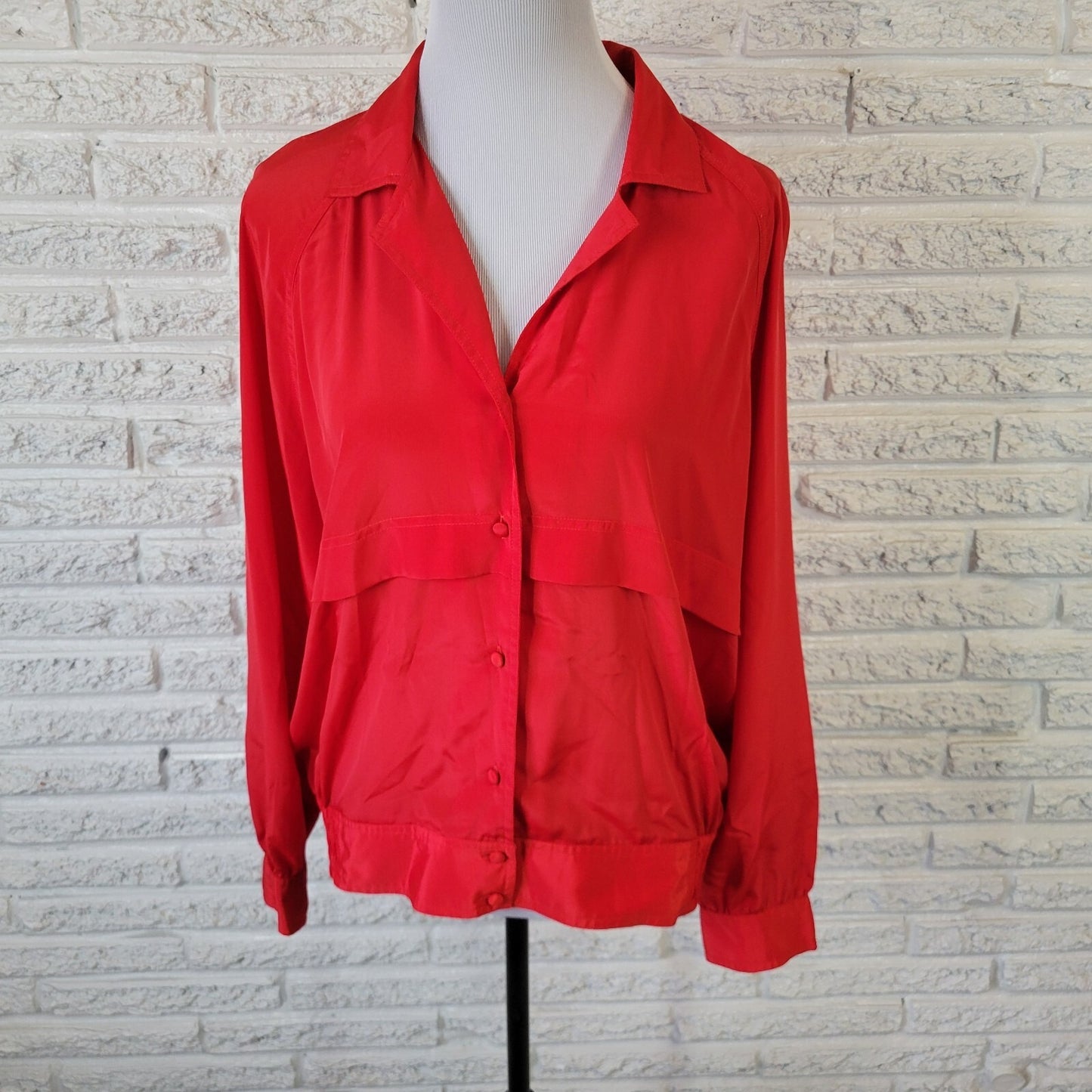 Susan Hutton Womens Top 16W Plus Long Sleeve Red Lightweight Polyester Office