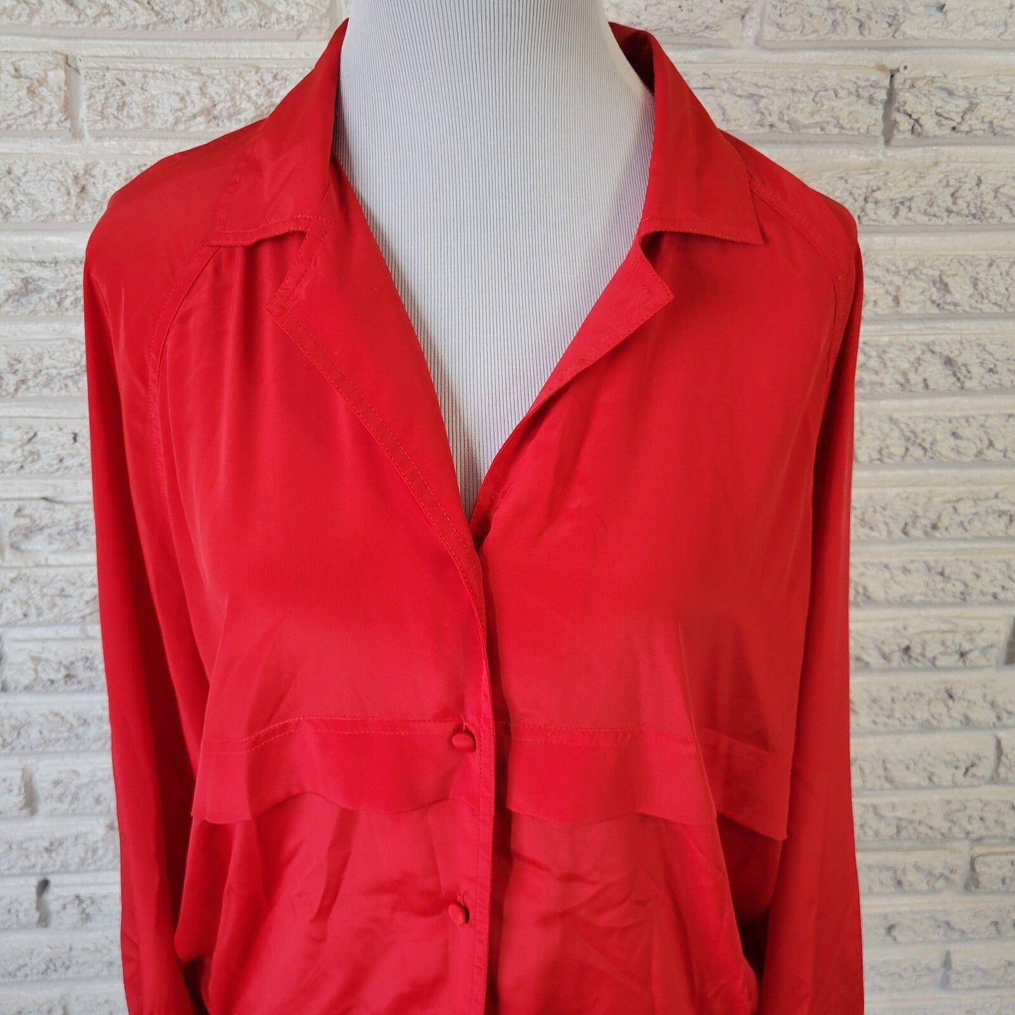 Susan Hutton Womens Top 16W Plus Long Sleeve Red Lightweight Polyester Office