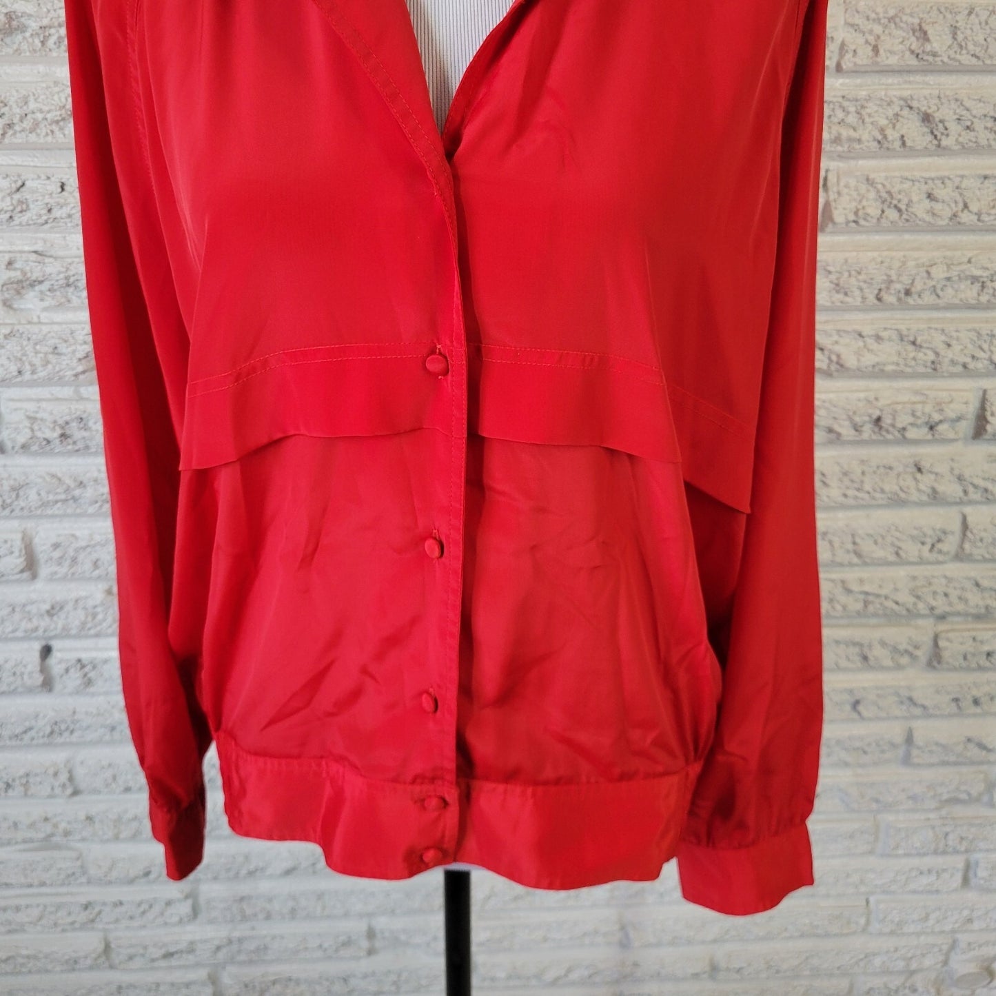 Susan Hutton Womens Top 16W Plus Long Sleeve Red Lightweight Polyester Office