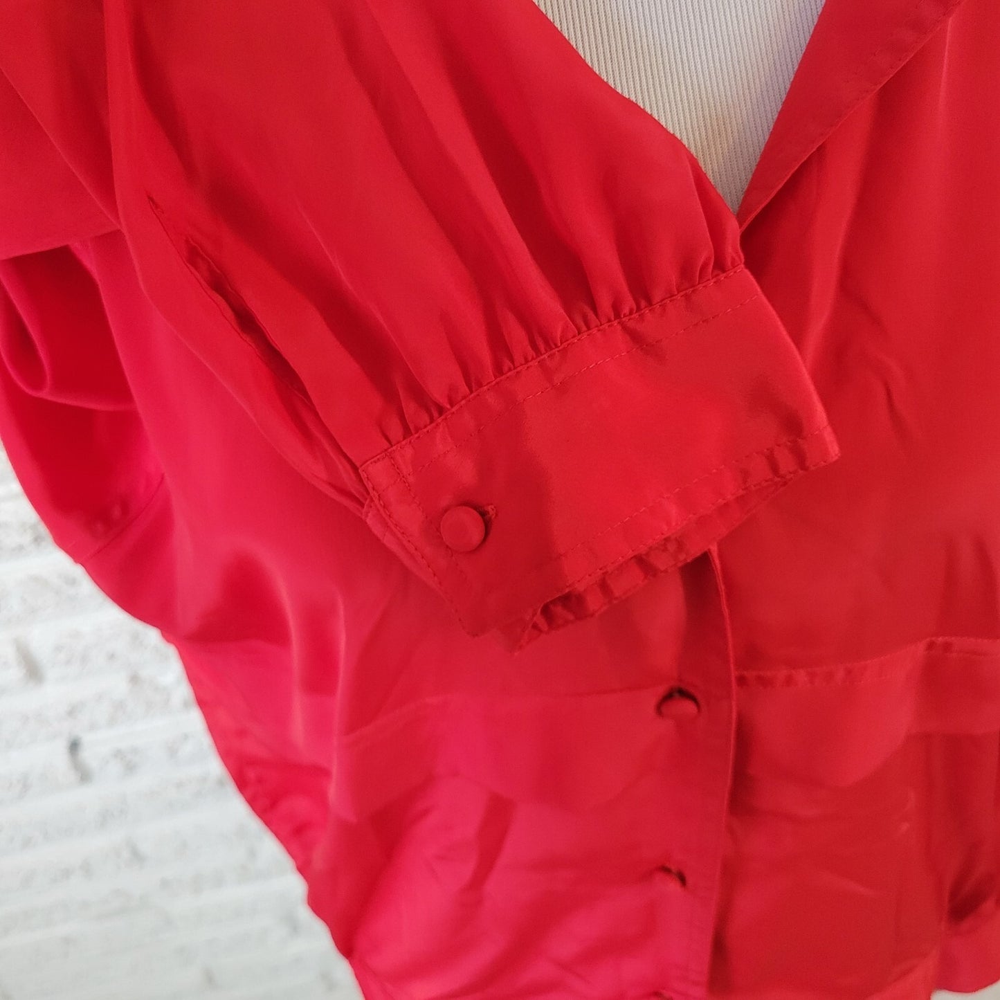 Susan Hutton Womens Top 16W Plus Long Sleeve Red Lightweight Polyester Office