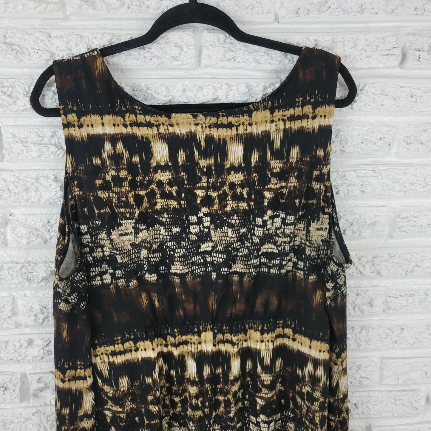 Catherines Womens Dress 2XWP Plus Sleeveless Shift Black Tan Animal Print