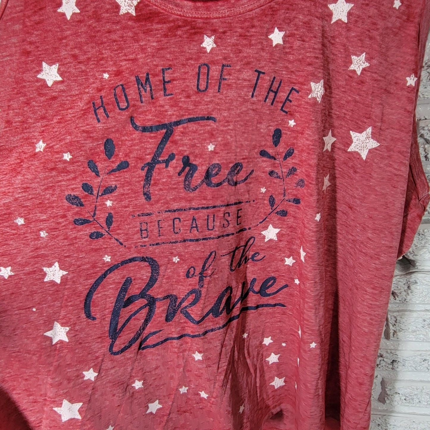 Fourth of July Womens Top 3X Plus Tank Patriotic Home of the Free Red Burnout