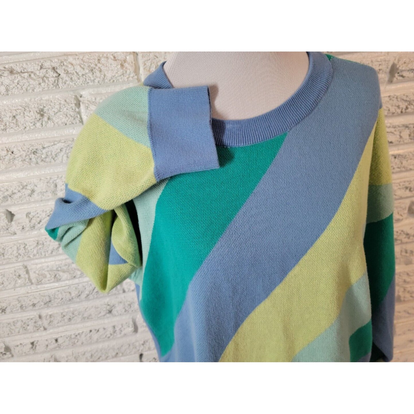 Time Tru Womens Sweater XXL 20 Plus Pullover Waffle Knit Stripe Stretchy Blue