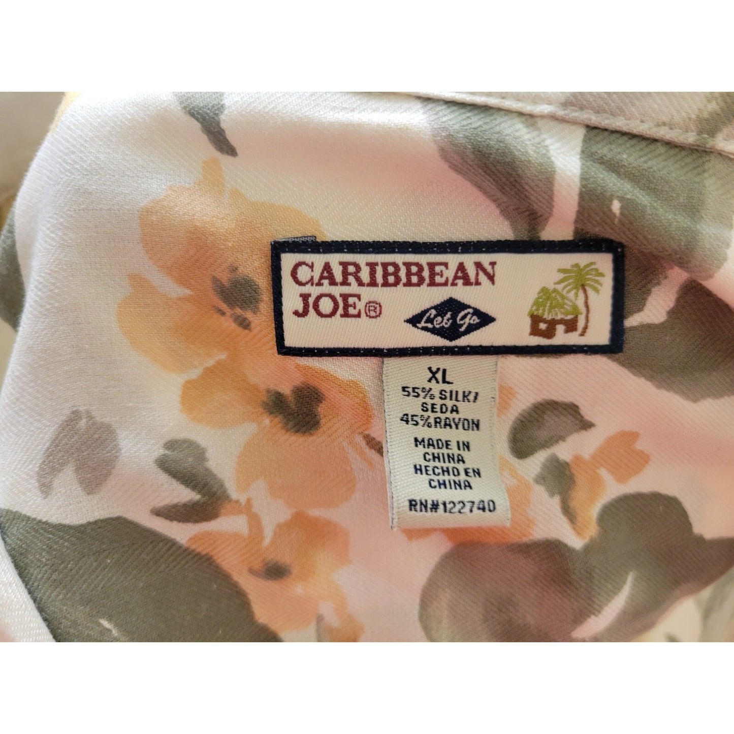 Caribbean Joe Womens Top Extra Large XL Short Sleeve Collar Yellow Floral Casual
