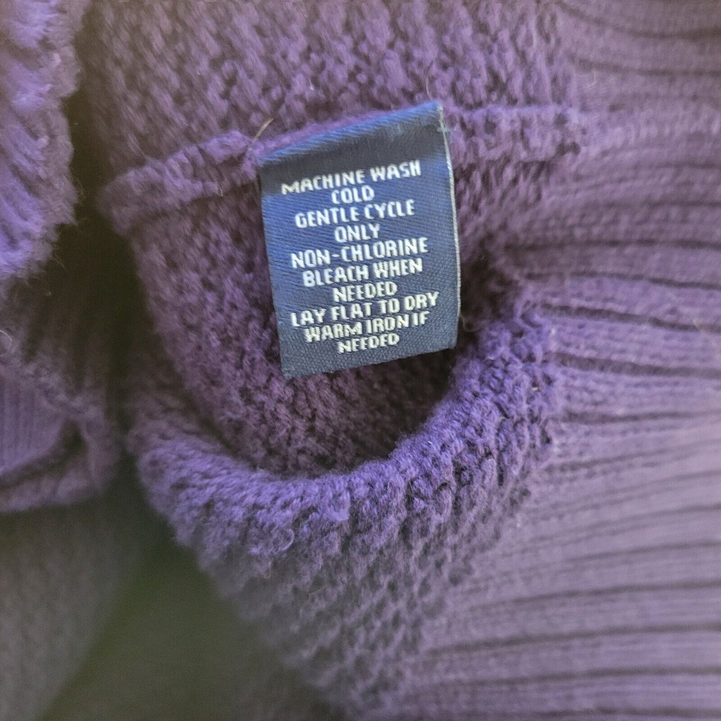 Chaps Womens Sweater 2X 3/4 Sleeve Purple Chunky Knit Cotton Office Casual