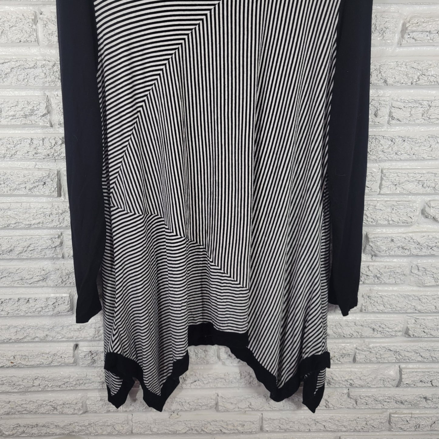 Philosophy Womens Top XXL Plus Tunic Black White Stripe Asymmetric Casual Comfy