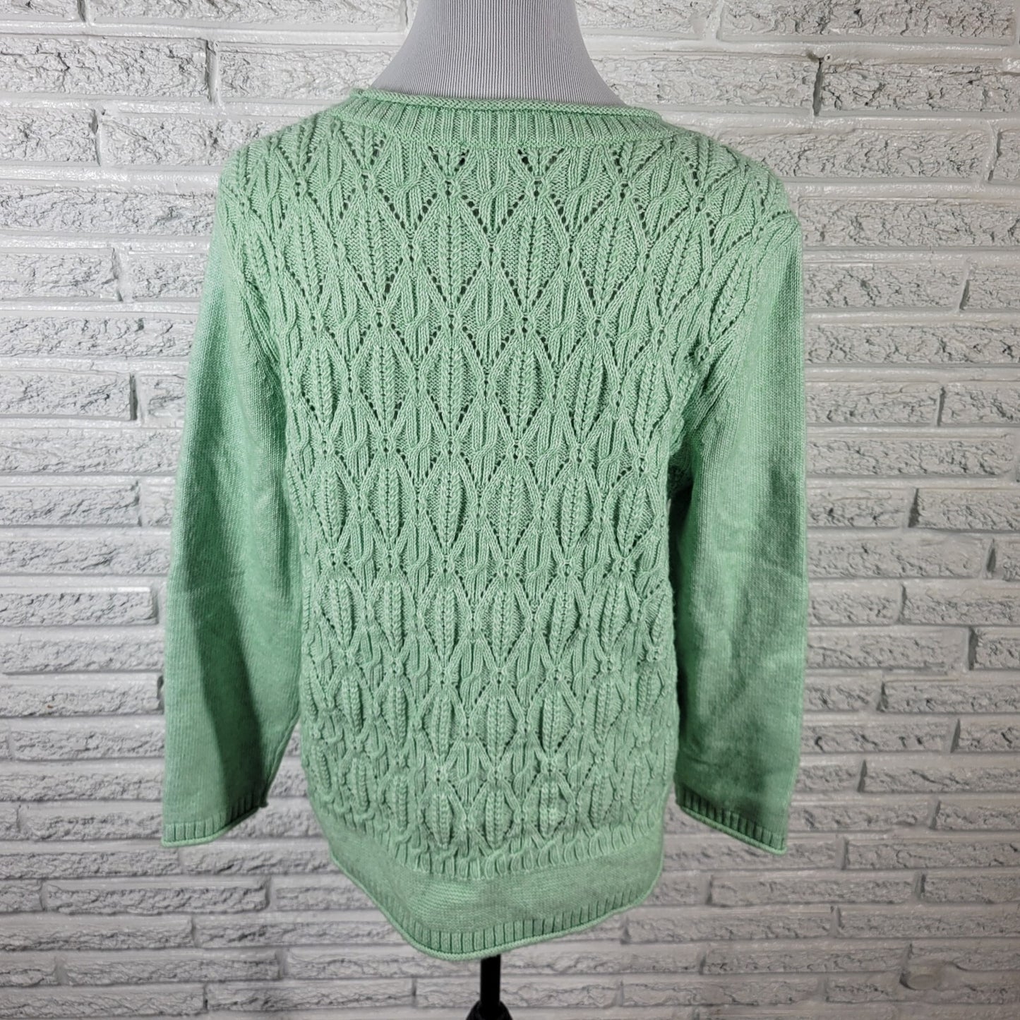 Talbots Womens Sweater XLP Petite Long Sleeve Green Soft Poly Blend Comfy Career