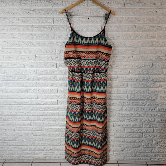 By & By Women's XL Sheath Slip Dress Blue Geometric Sleeveless Spaghetti Strap