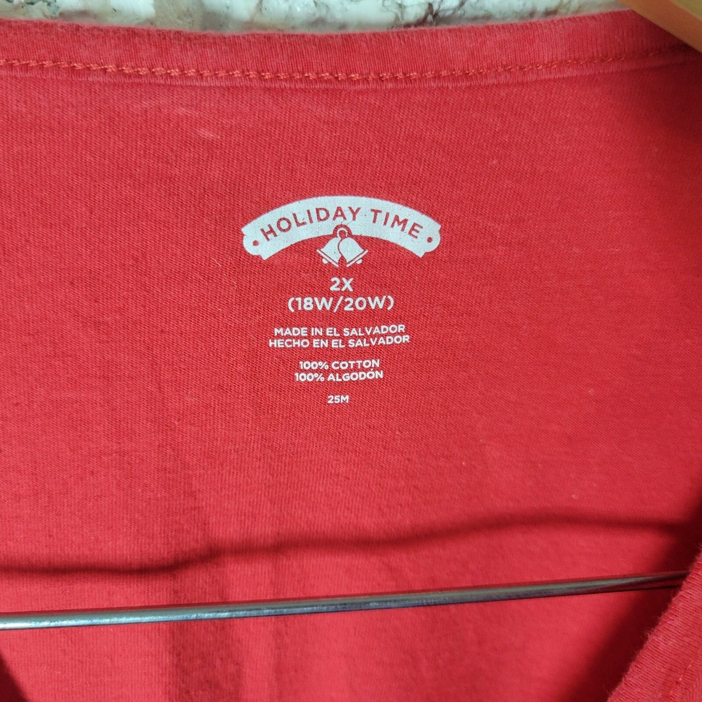 Christmas Womens Top 2X Plus Tee Long Sleeve Santa Here Comes Grandma Red Cotton