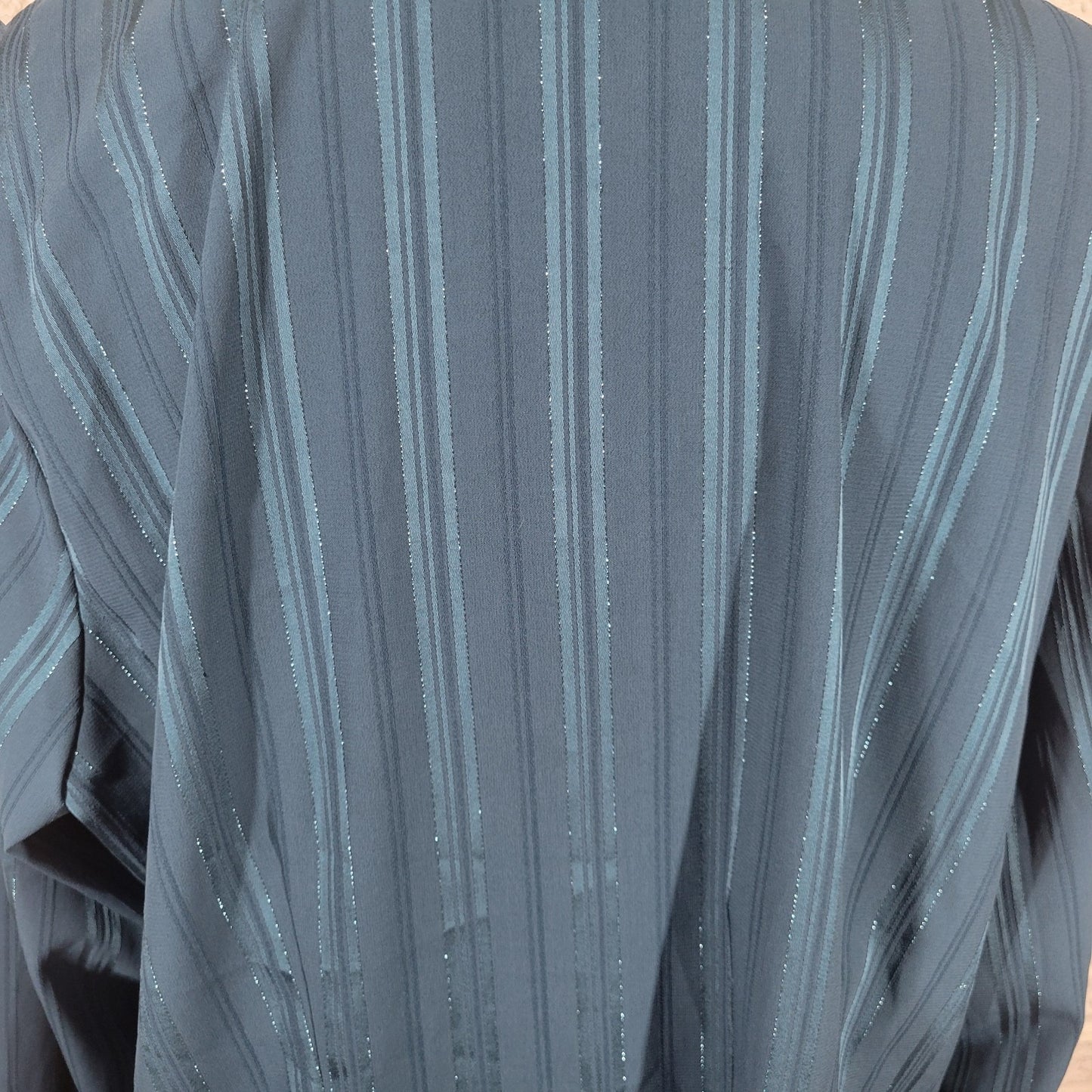 Apt 9 Womens Top 1X Plus Long Sleeve Blue Stripe Silver Metallic Poly Blend