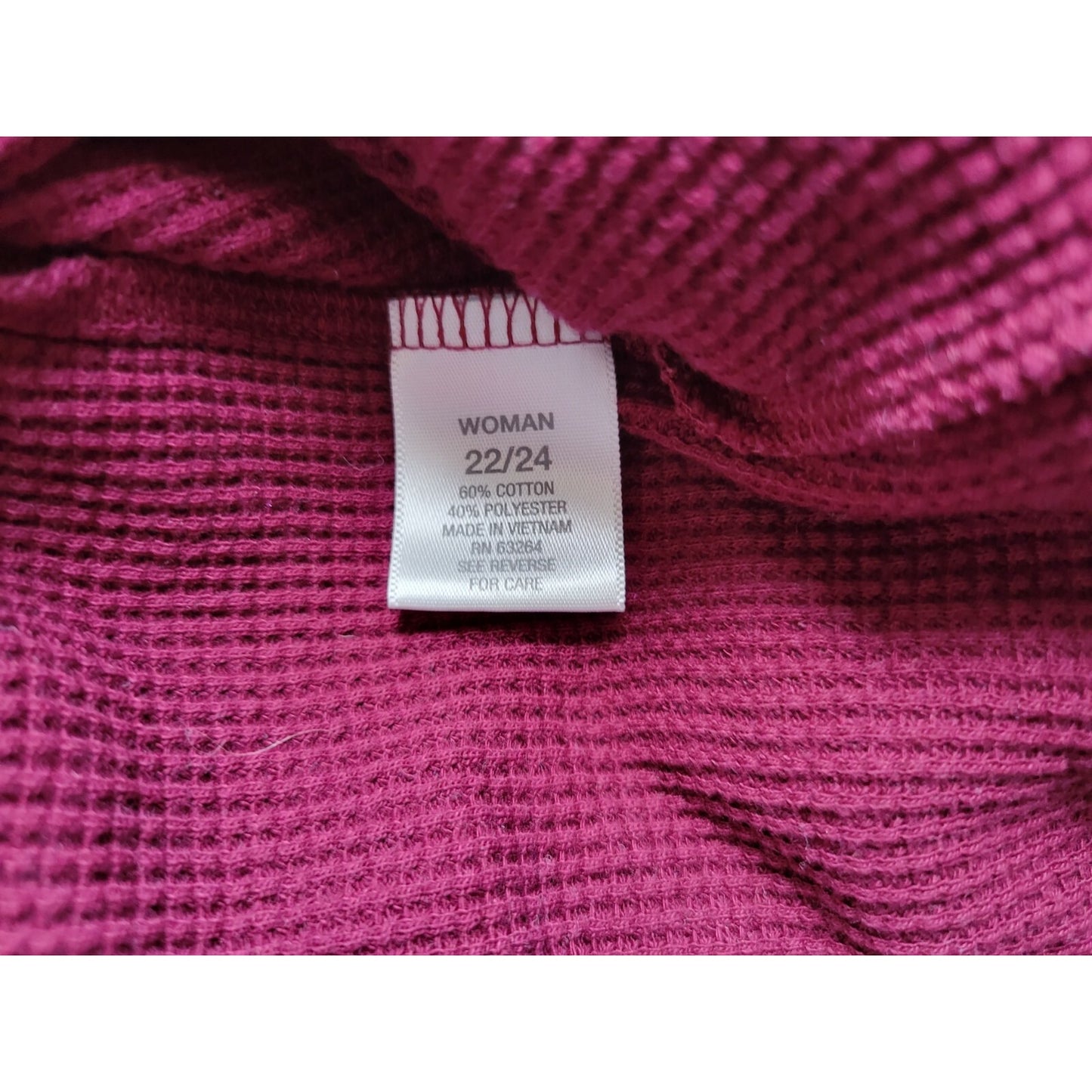 Dress Barn Womens Sweater 22 24 Plus Henley Button Burgundy Waffle Knit Ribbed