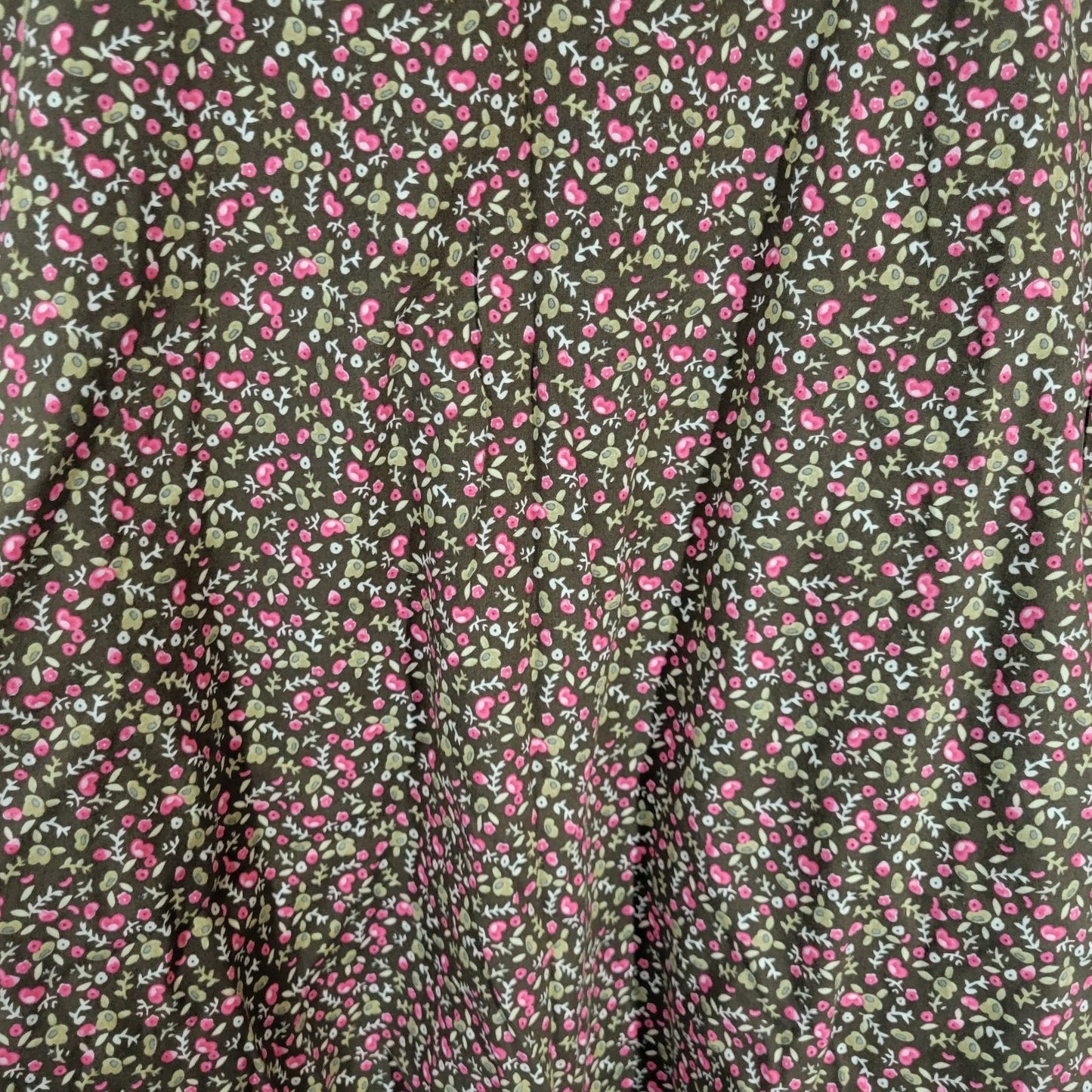 Dickies Unisex Scrub Top 4XL Plus Brown Floral Cotton Hearts Rosebuds Pockets