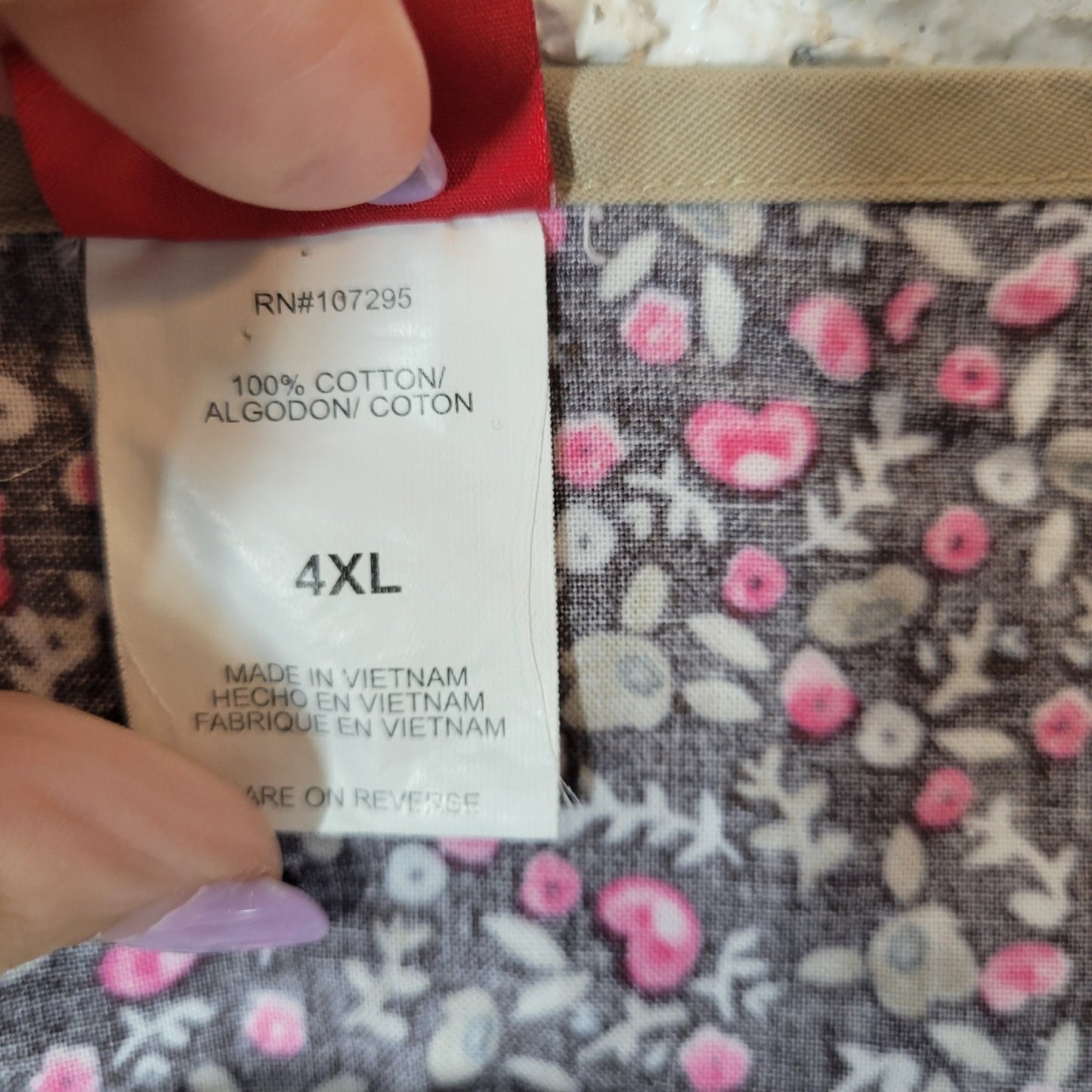 Dickies Unisex Scrub Top 4XL Plus Brown Floral Cotton Hearts Rosebuds Pockets