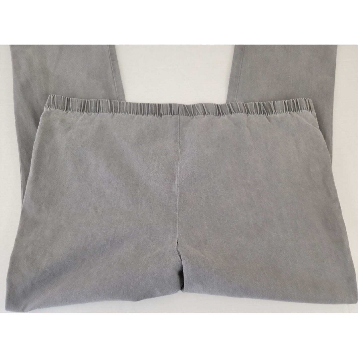 Woman Within Women Pants 24W Plus Pull On Solid Gray Comfort Waist Slash Pockets