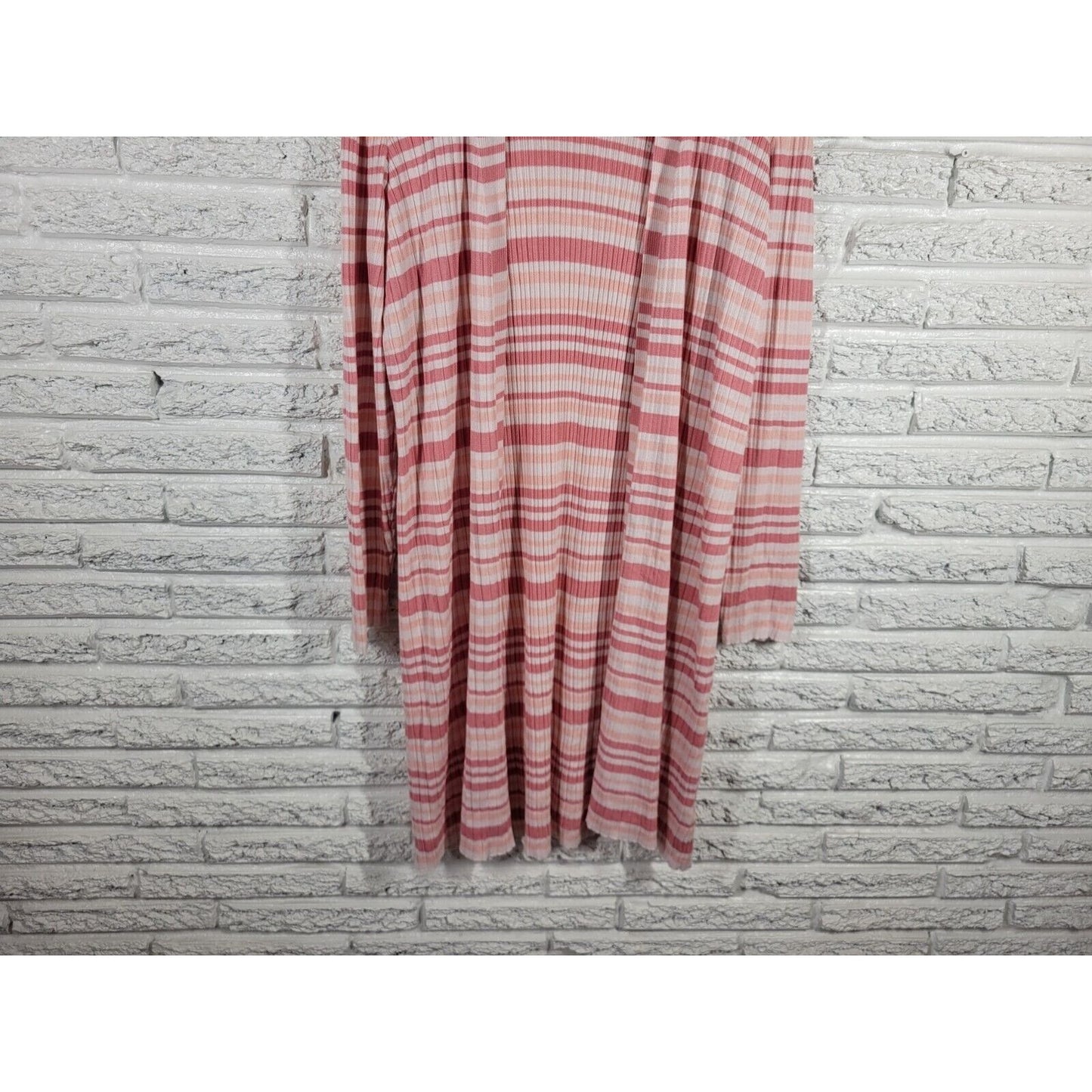 Time Tru Womens Sweater Extra Large Cardigan Pink Stripe Open Duster Casual Long
