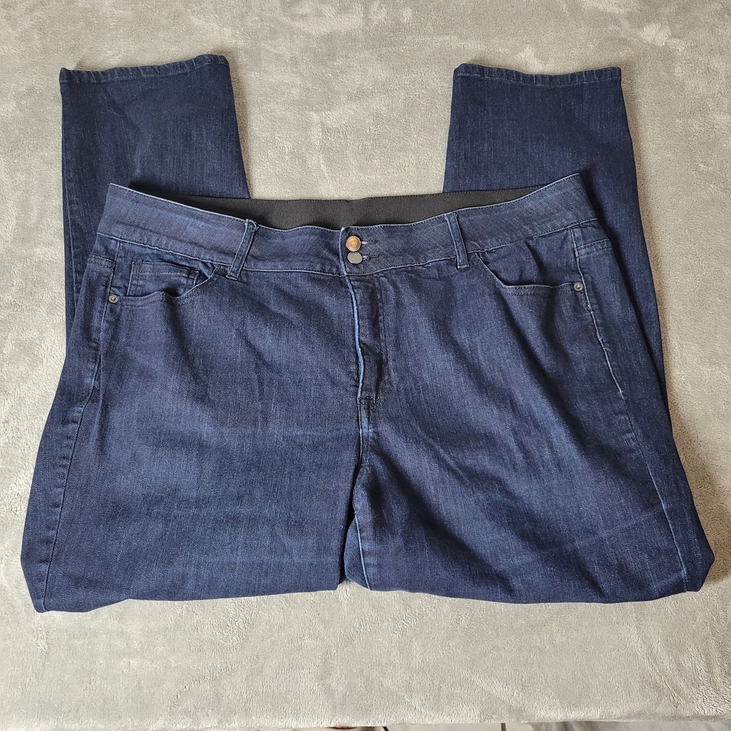 Venezia Lane Bryant Womens Jeans 22 Plus Straight Leg Dark Blue Denim Zip Fly