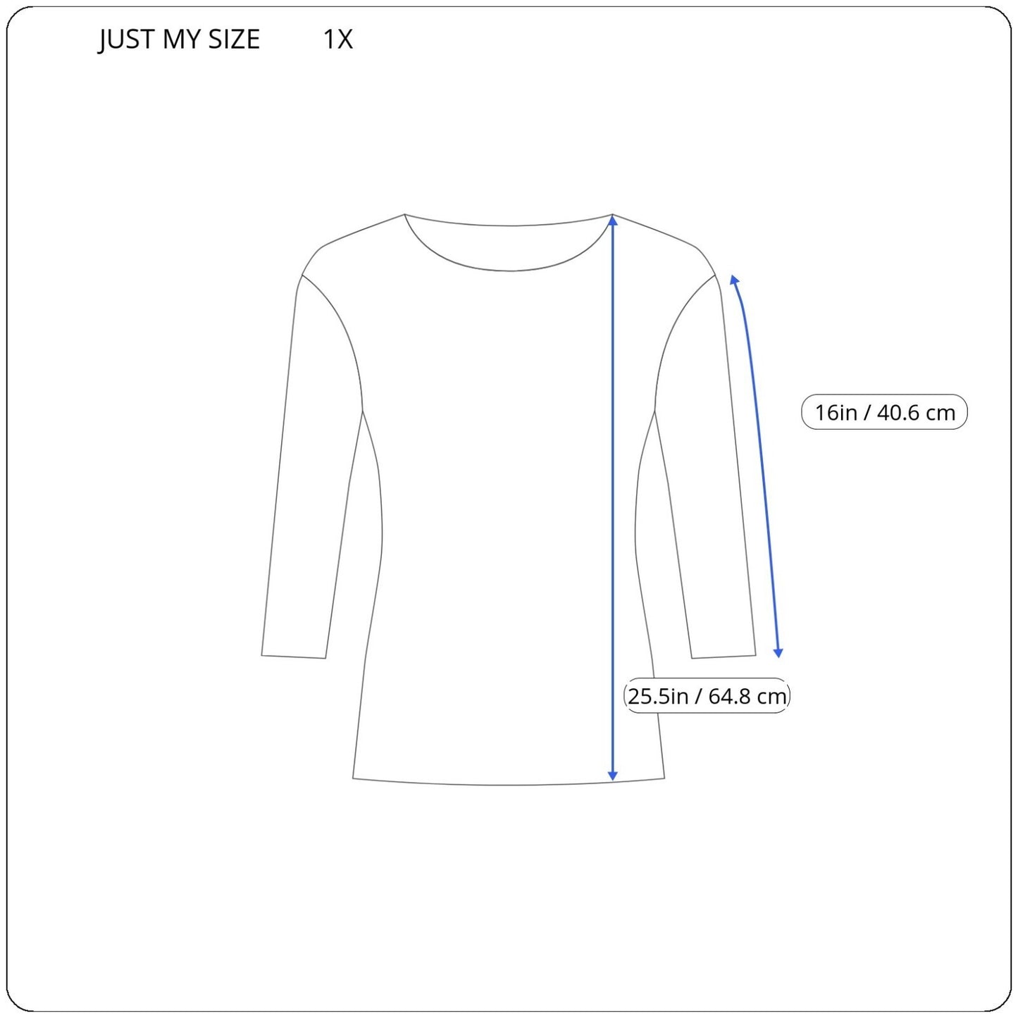 Just My Size Womens Top 1X 18W Plus 3/4 Sleeve Blue Watercolor Draped Career