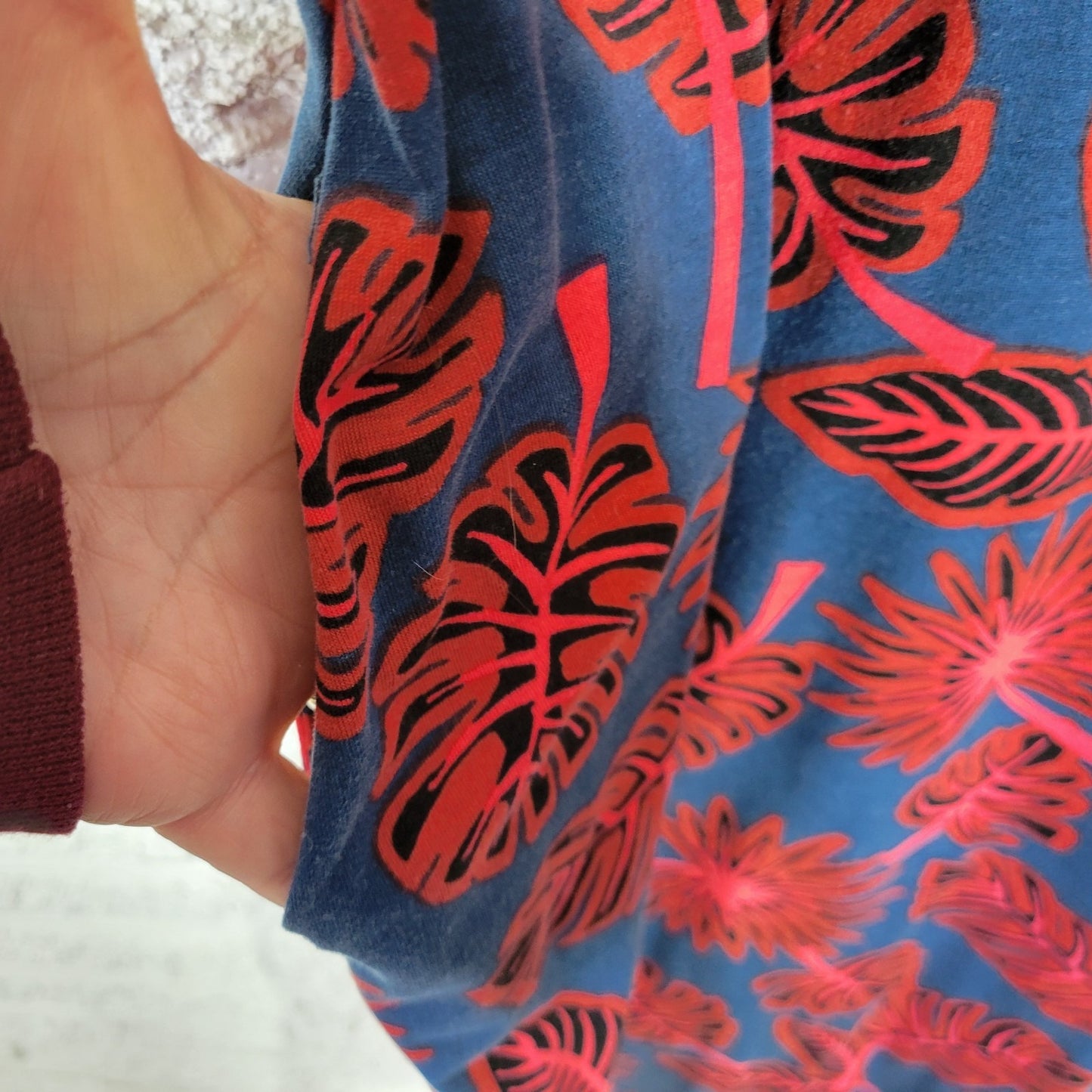 LuLaRoe 3XL Dress Blue Floral Plus Size Knee Length Short Sleeve Stretch Travel