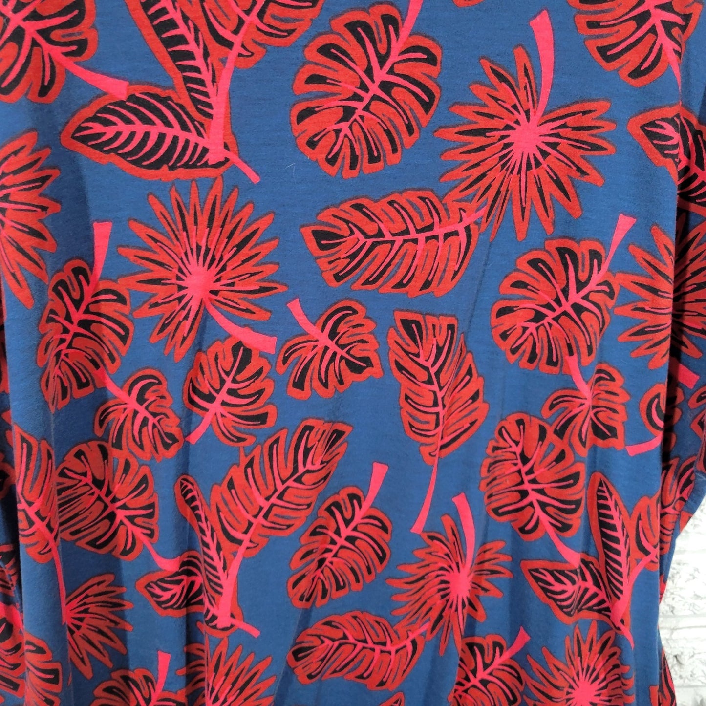 LuLaRoe 3XL Dress Blue Floral Plus Size Knee Length Short Sleeve Stretch Travel