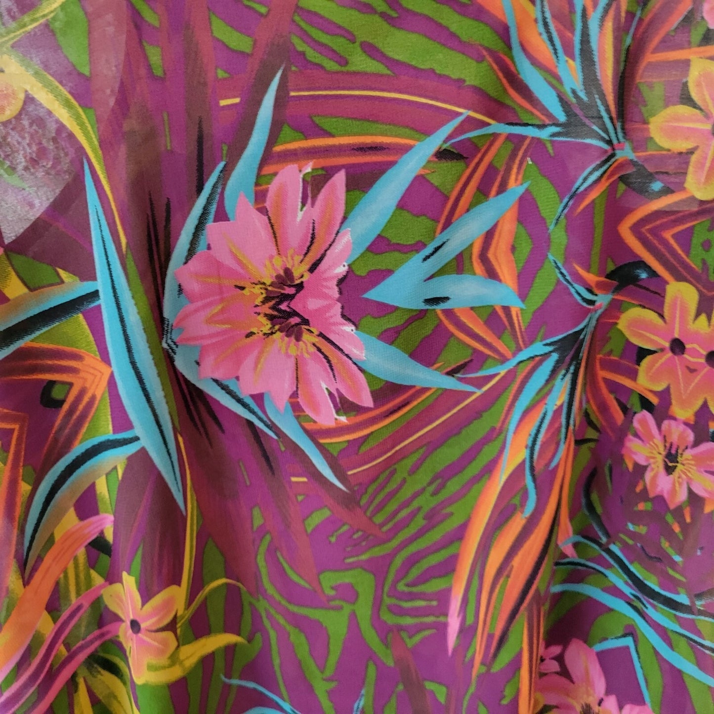 Speed Limit MPR Womens Top 1X Overlay Purple Floral High Low Split Back Sheer