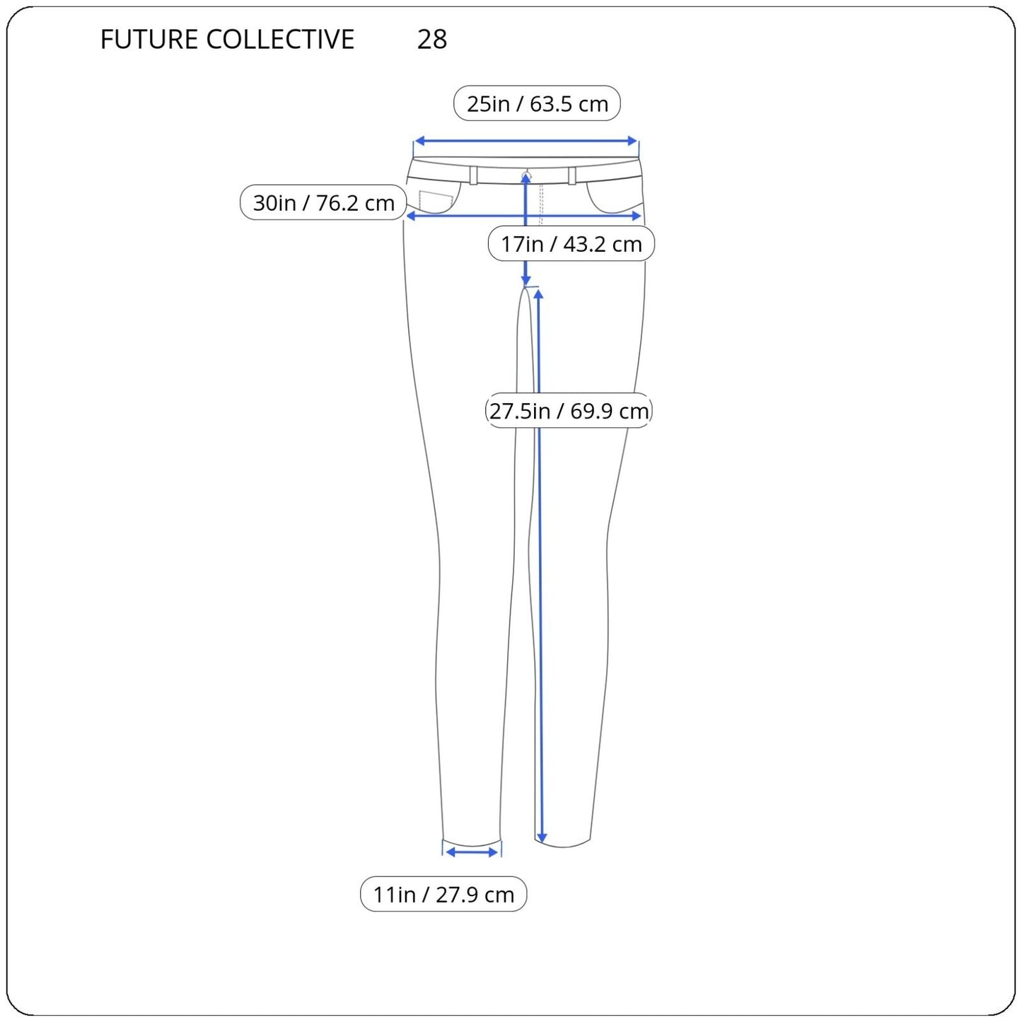 Future Collective Womens Jeans 28 Crop Straight Leg Mid Rise Blue Denim Raw Hem