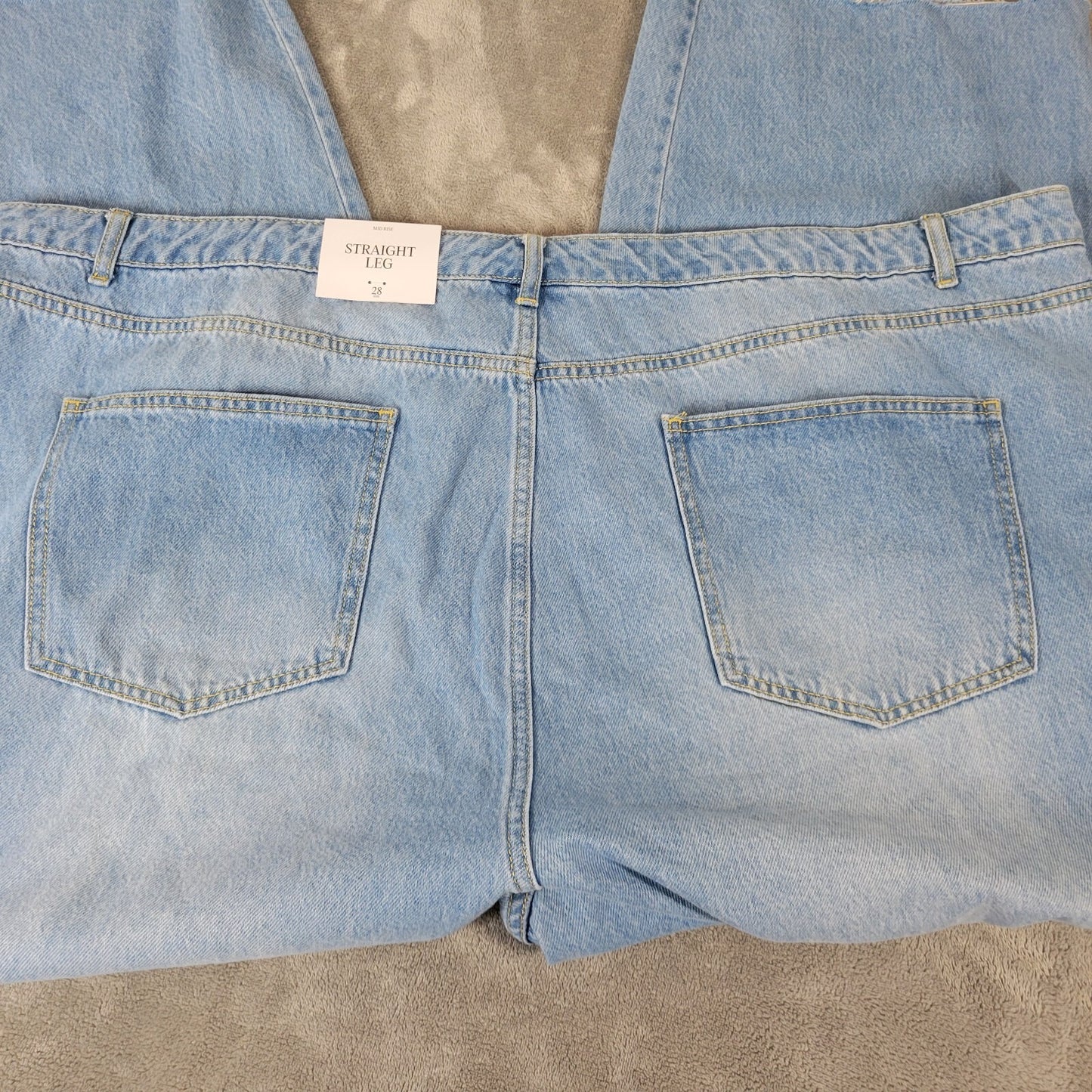 Future Collective Womens Jeans 28 Crop Straight Leg Mid Rise Blue Denim Raw Hem