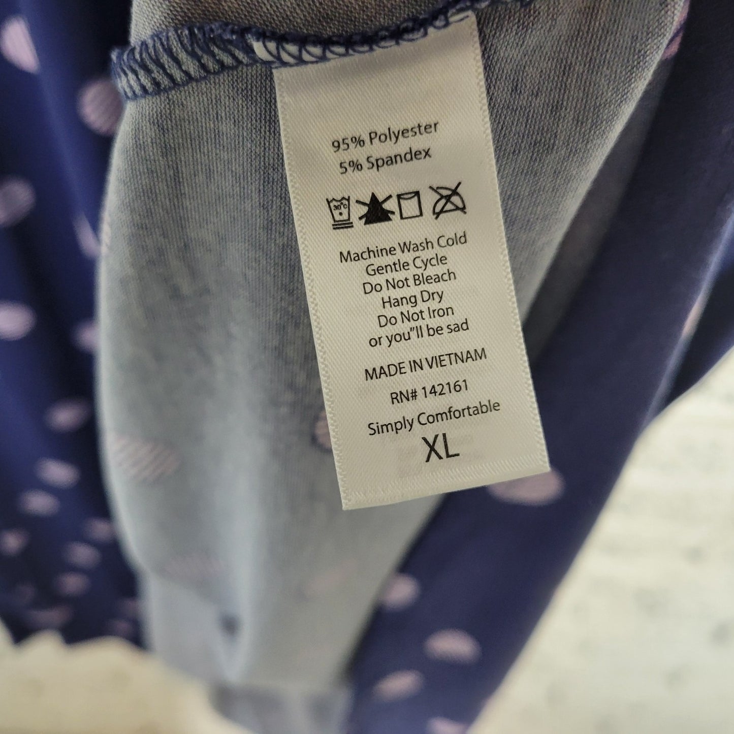 Lularoe Womens Dress XL Short Sleeve High Low Blue Polka Dot Poly Blend Casual