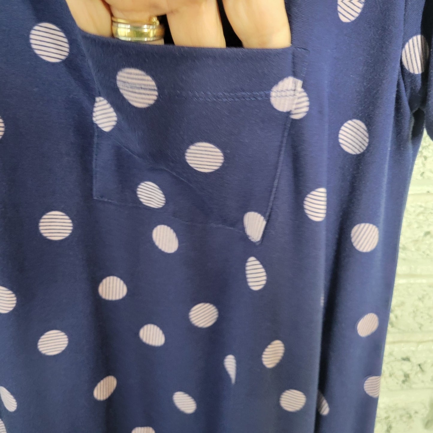 Lularoe Womens Dress XL Short Sleeve High Low Blue Polka Dot Poly Blend Casual